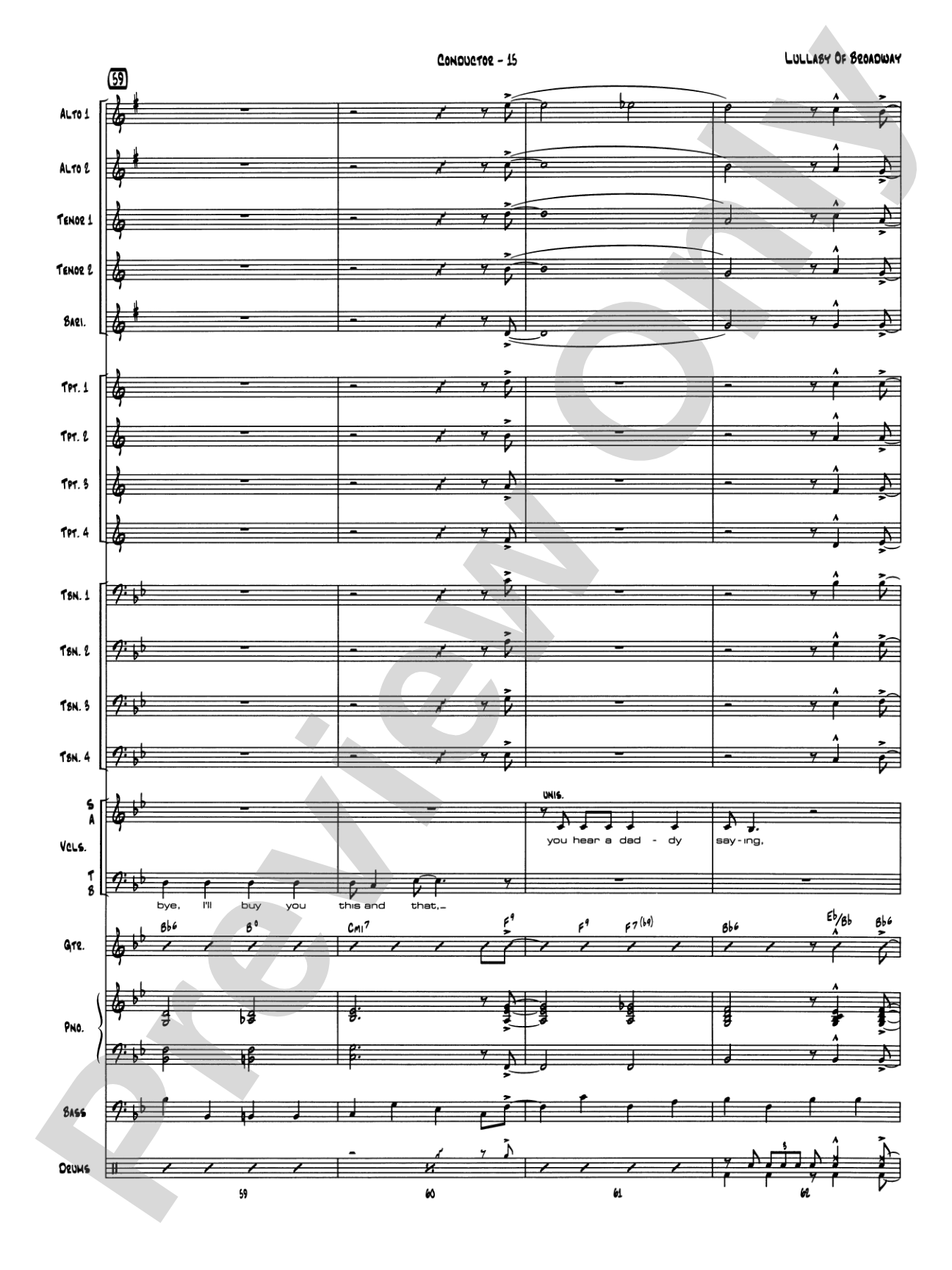 Lullaby of Broadway: Vocal Solo with Jazz Ensemble Conductor Score & Parts