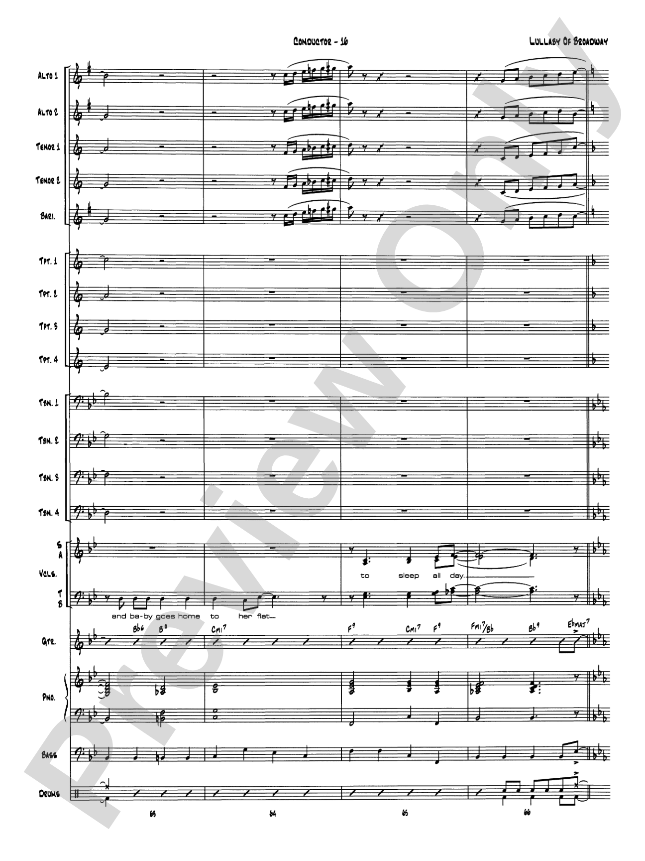 Lullaby of Broadway: Vocal Solo with Jazz Ensemble Conductor Score & Parts