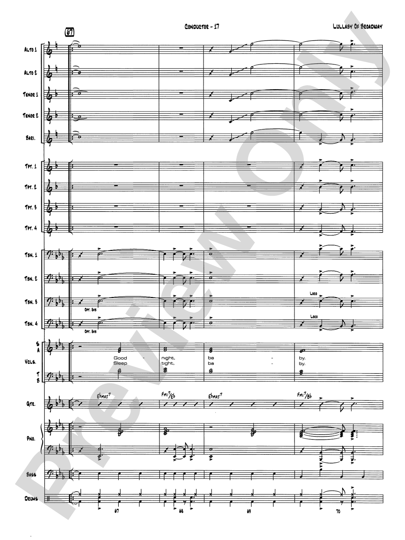 Lullaby of Broadway: Vocal Solo with Jazz Ensemble Conductor Score & Parts