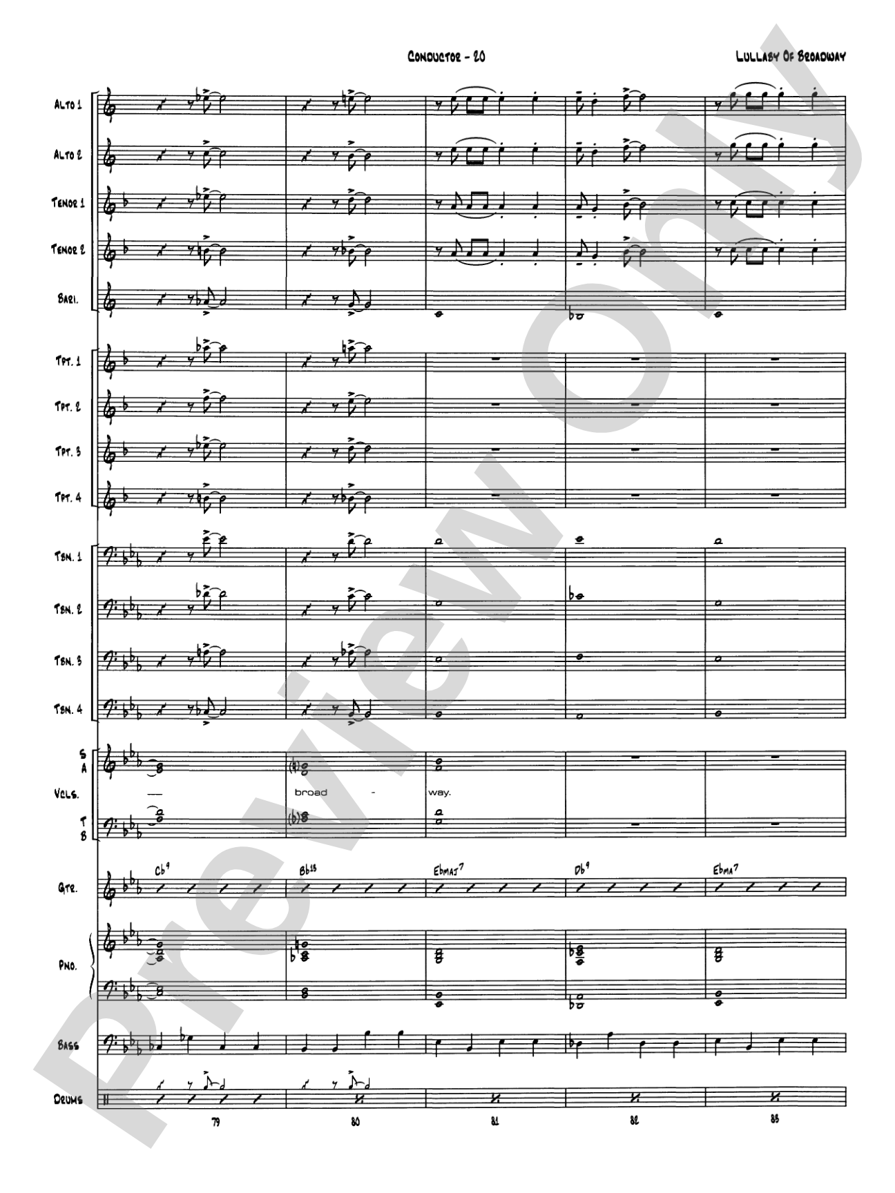 Lullaby of Broadway: Vocal Solo with Jazz Ensemble Conductor Score & Parts