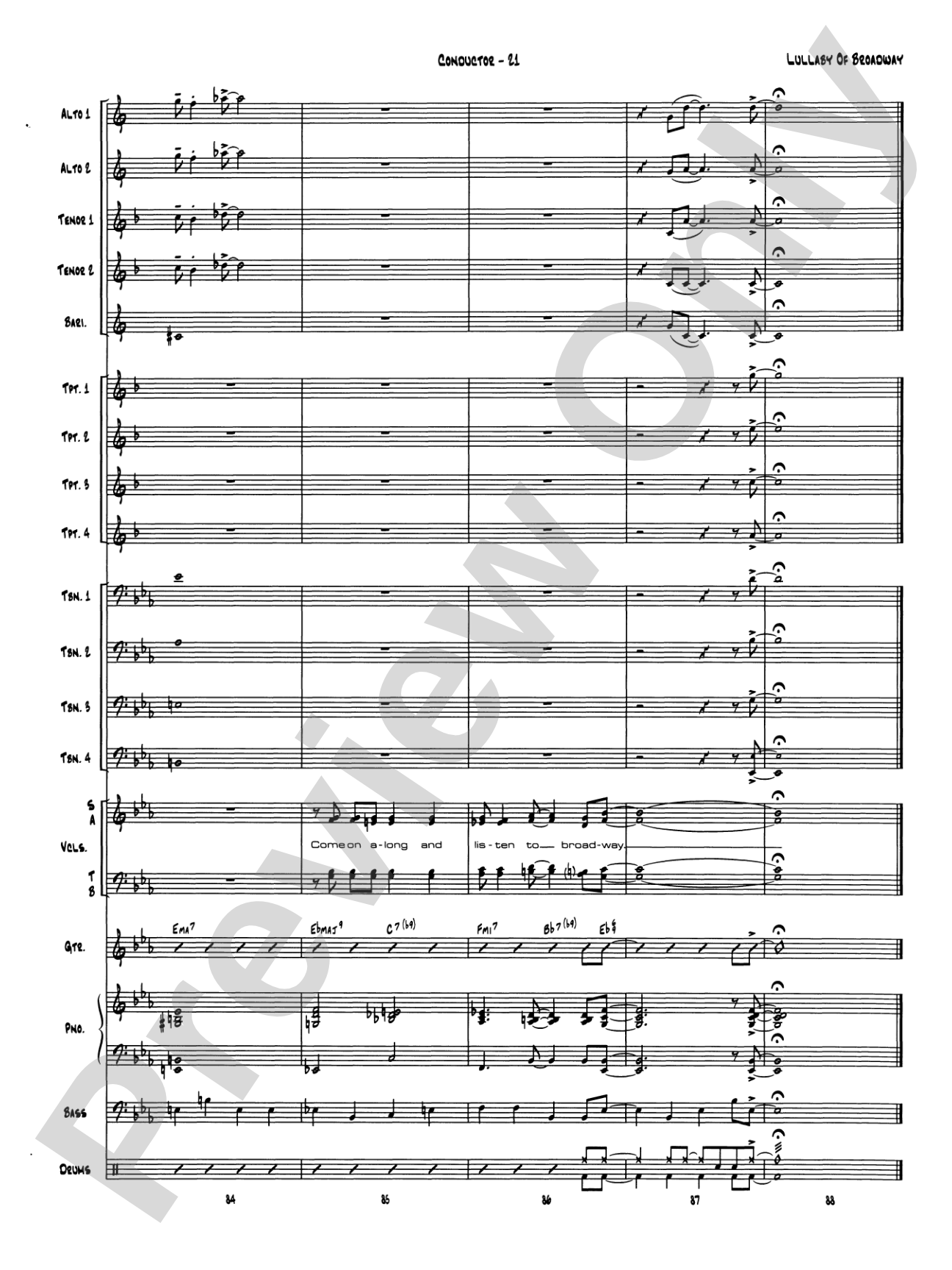 Lullaby of Broadway: Vocal Solo with Jazz Ensemble Conductor Score & Parts