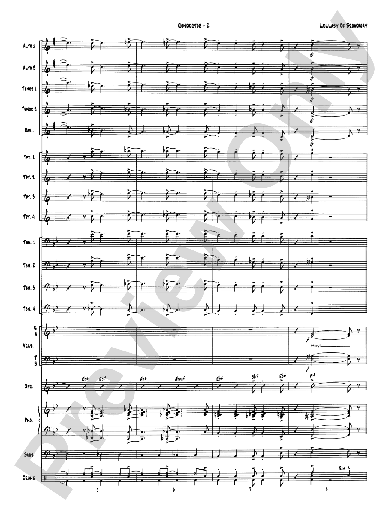 Lullaby of Broadway: Vocal Solo with Jazz Ensemble Conductor Score & Parts