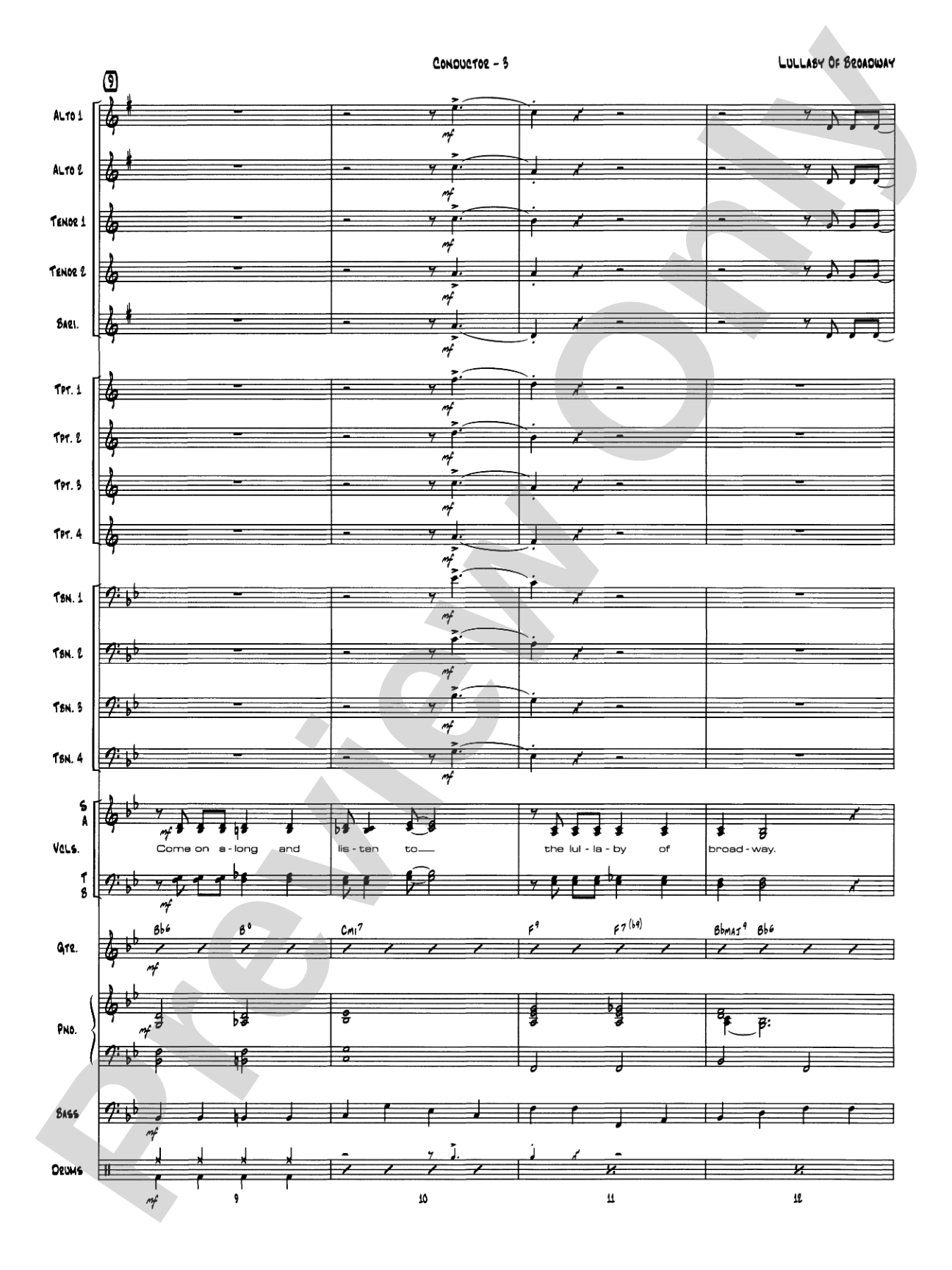 Lullaby of Broadway: Vocal Solo with Jazz Ensemble Conductor Score & Parts