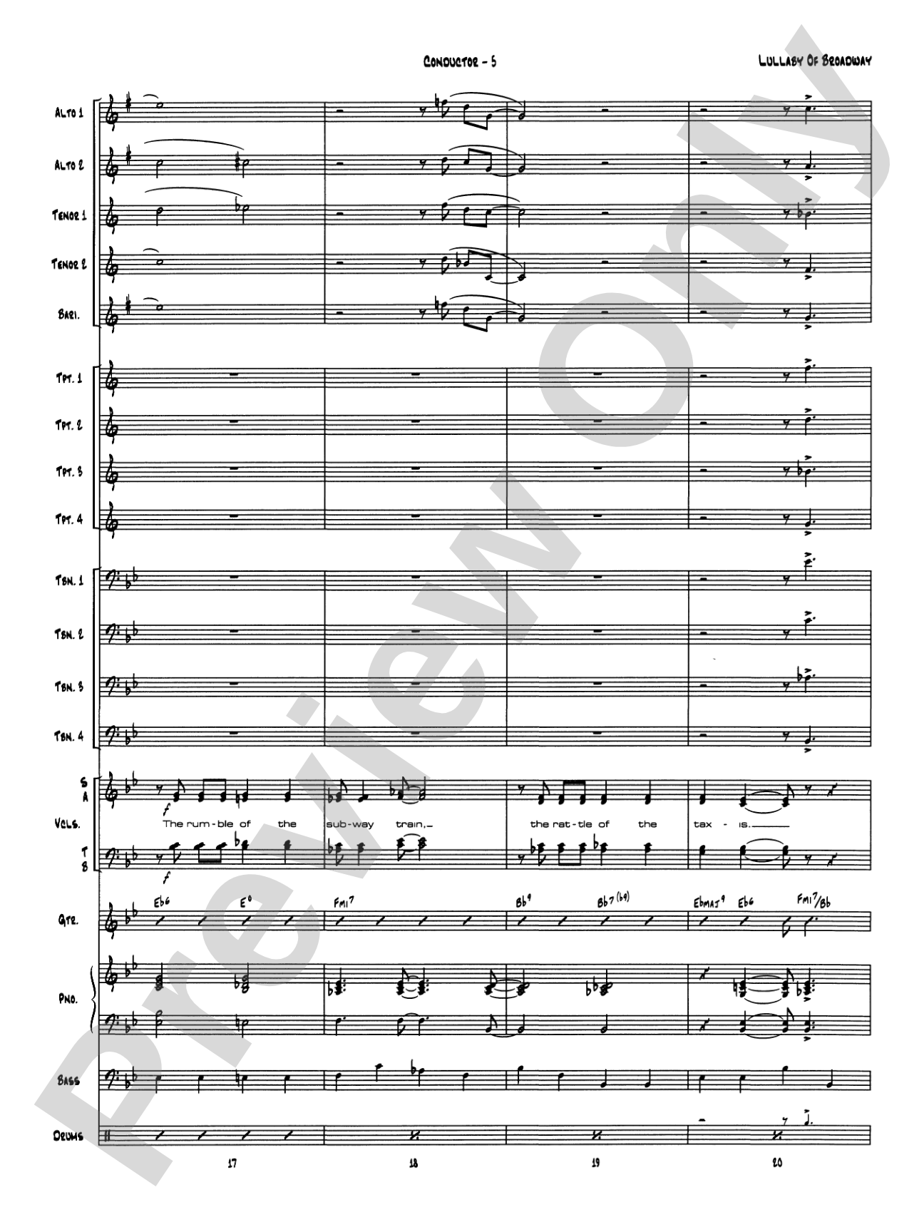 Lullaby of Broadway: Vocal Solo with Jazz Ensemble Conductor Score & Parts