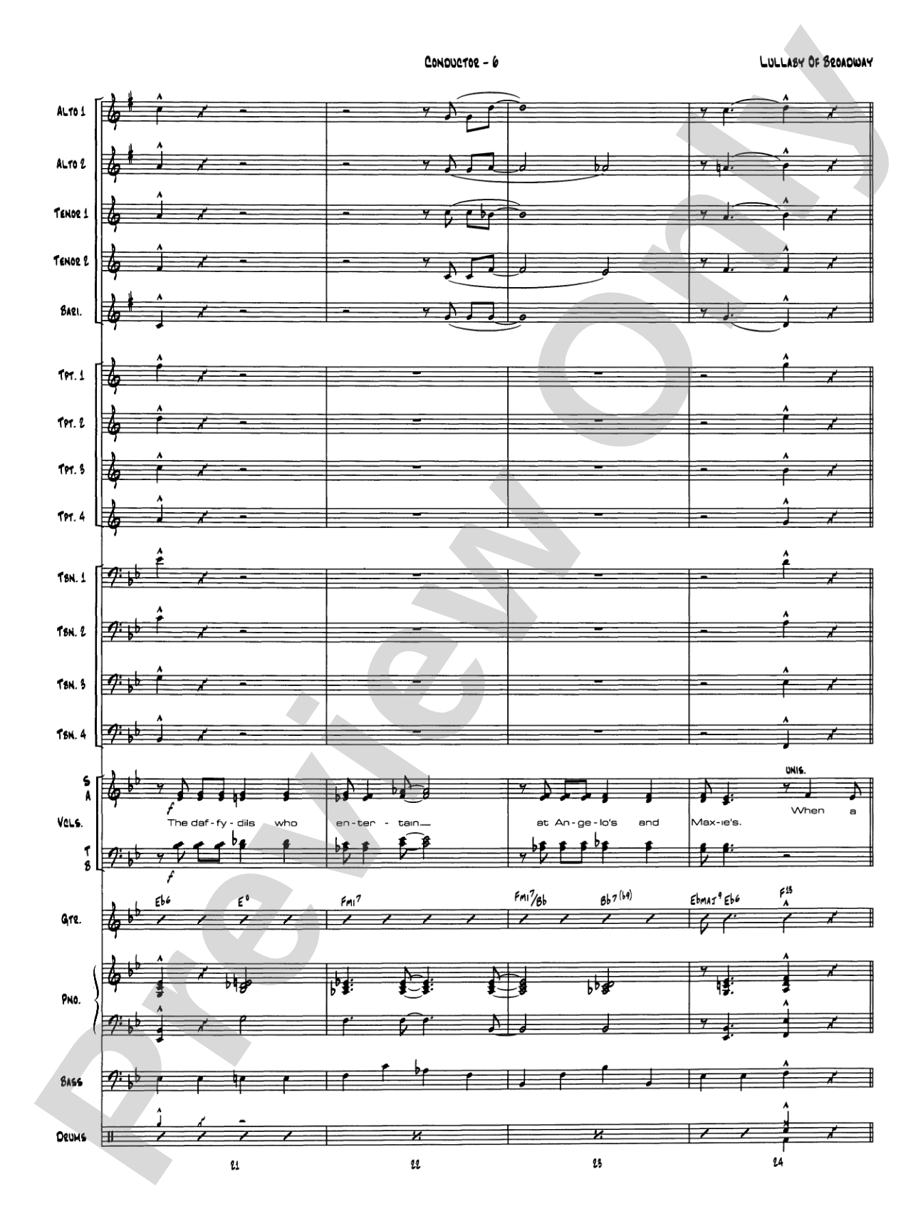 Lullaby of Broadway: Vocal Solo with Jazz Ensemble Conductor Score & Parts