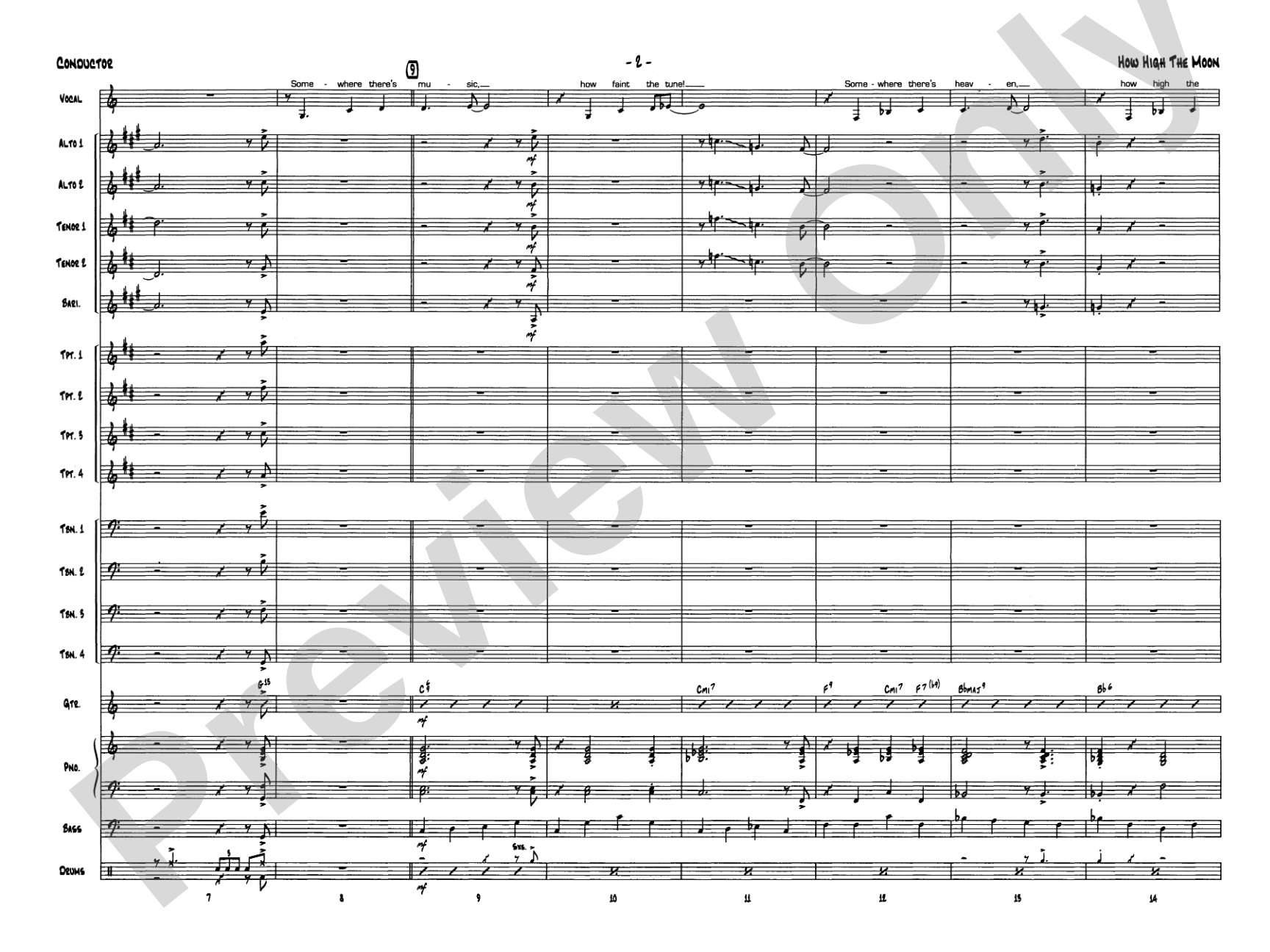 How High the Moon: Vocal Solo with Jazz Ensemble Conductor Score & Parts