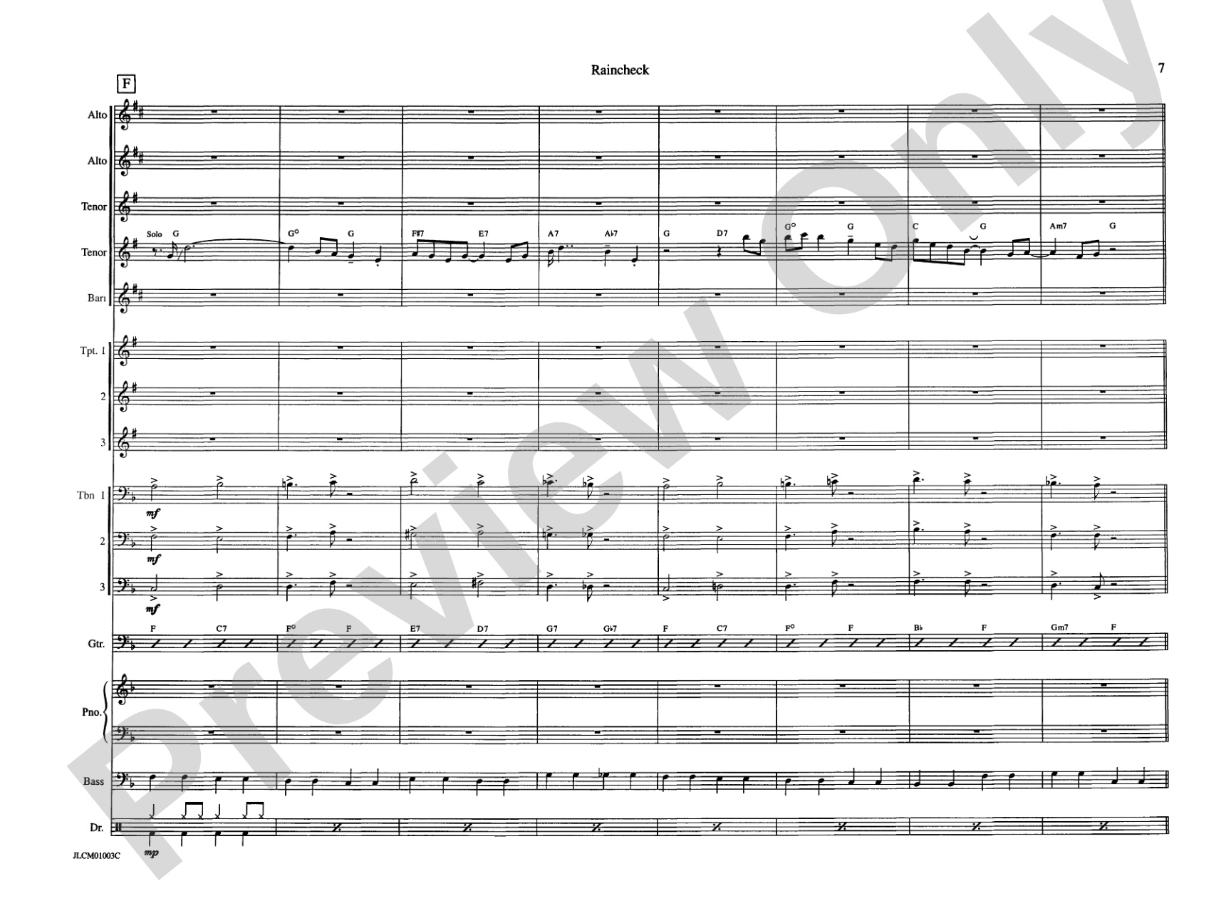Raincheck: Jazz Ensemble Conductor Score & Parts