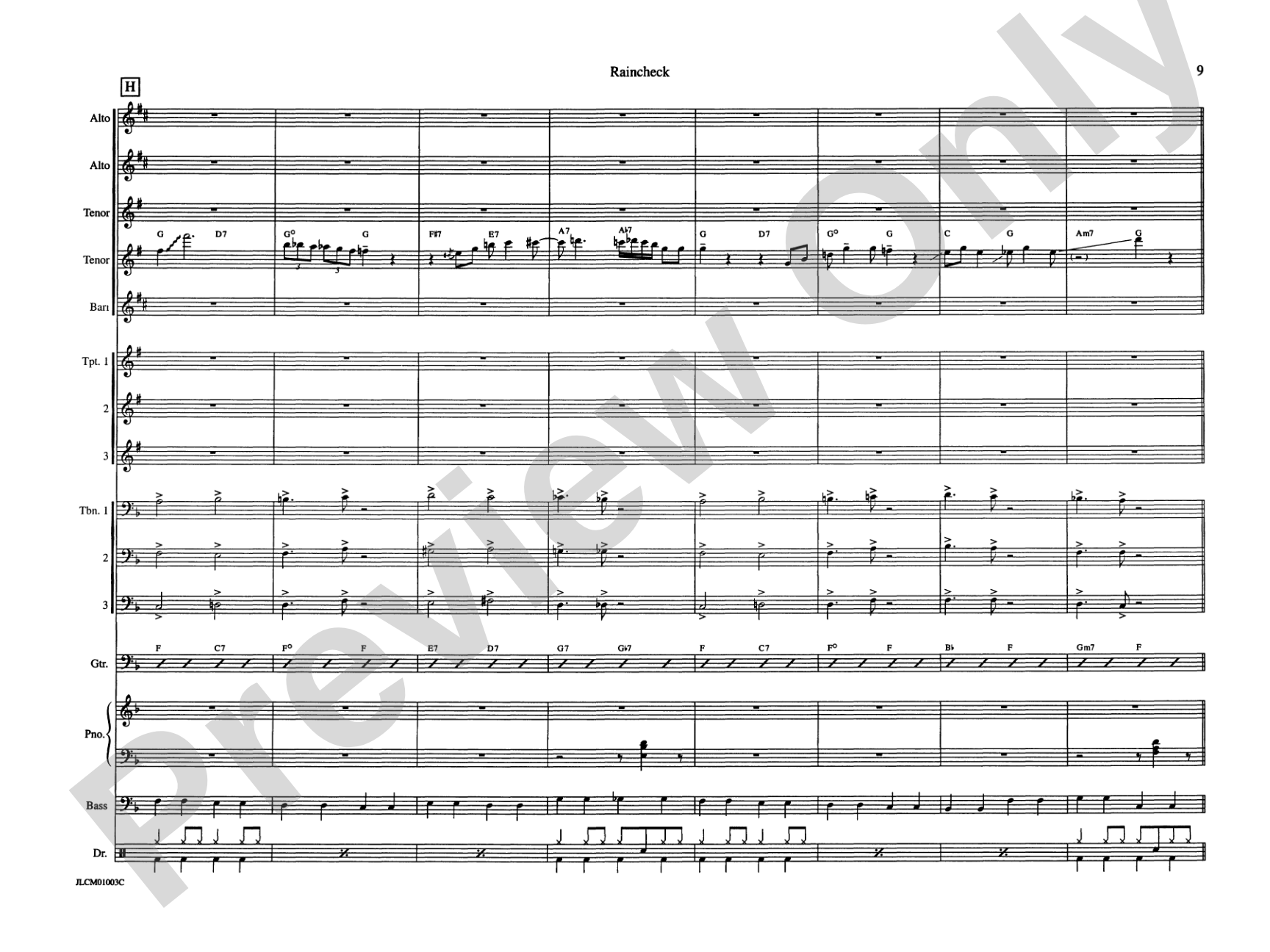 Raincheck: Jazz Ensemble Conductor Score & Parts