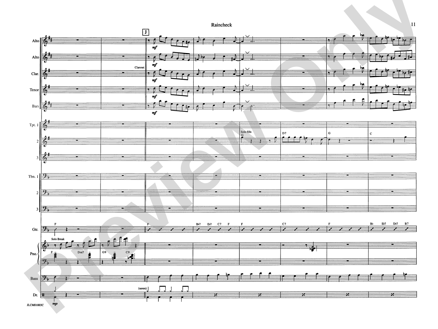 Raincheck: Jazz Ensemble Conductor Score & Parts