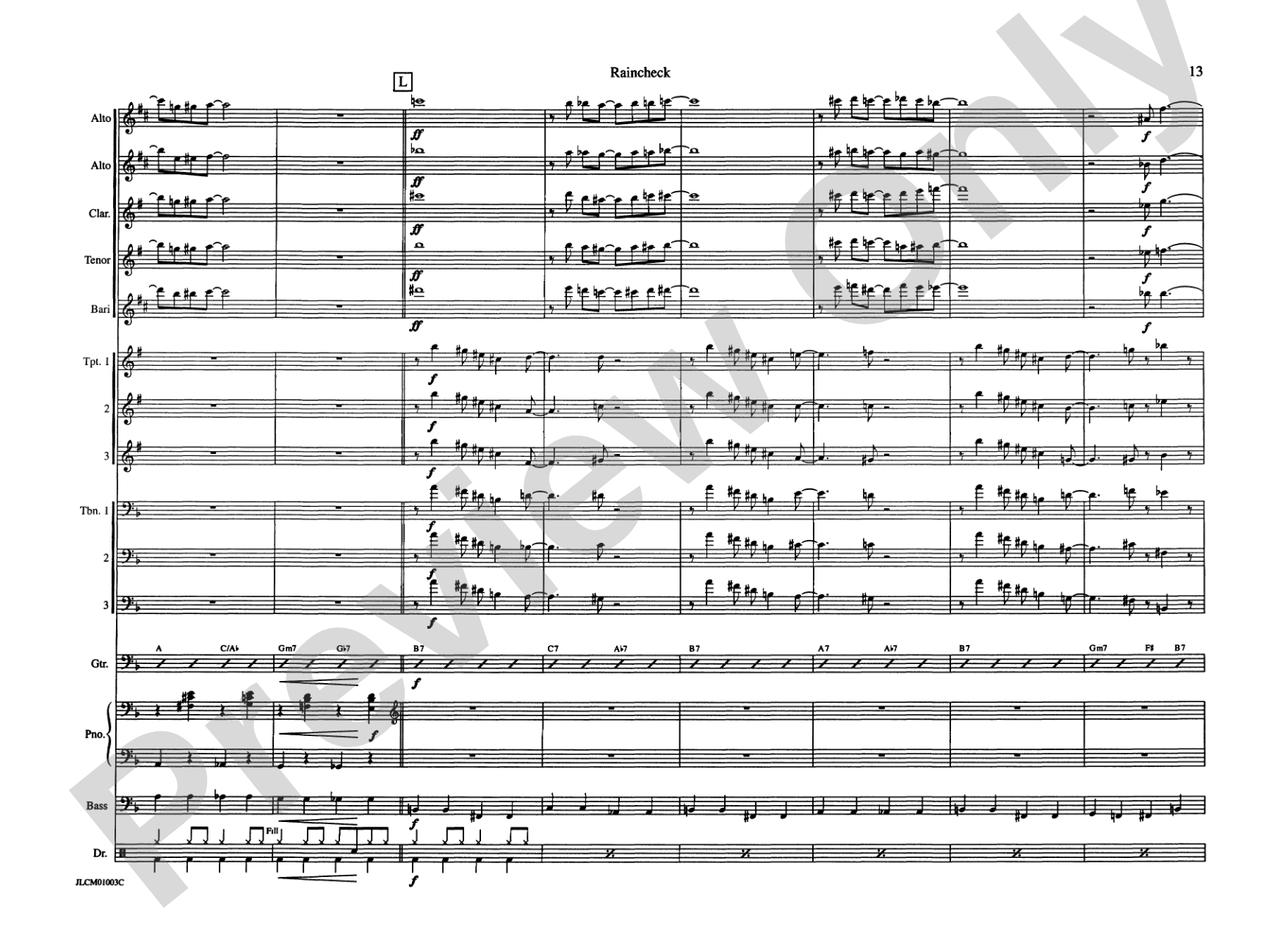 Raincheck: Jazz Ensemble Conductor Score & Parts
