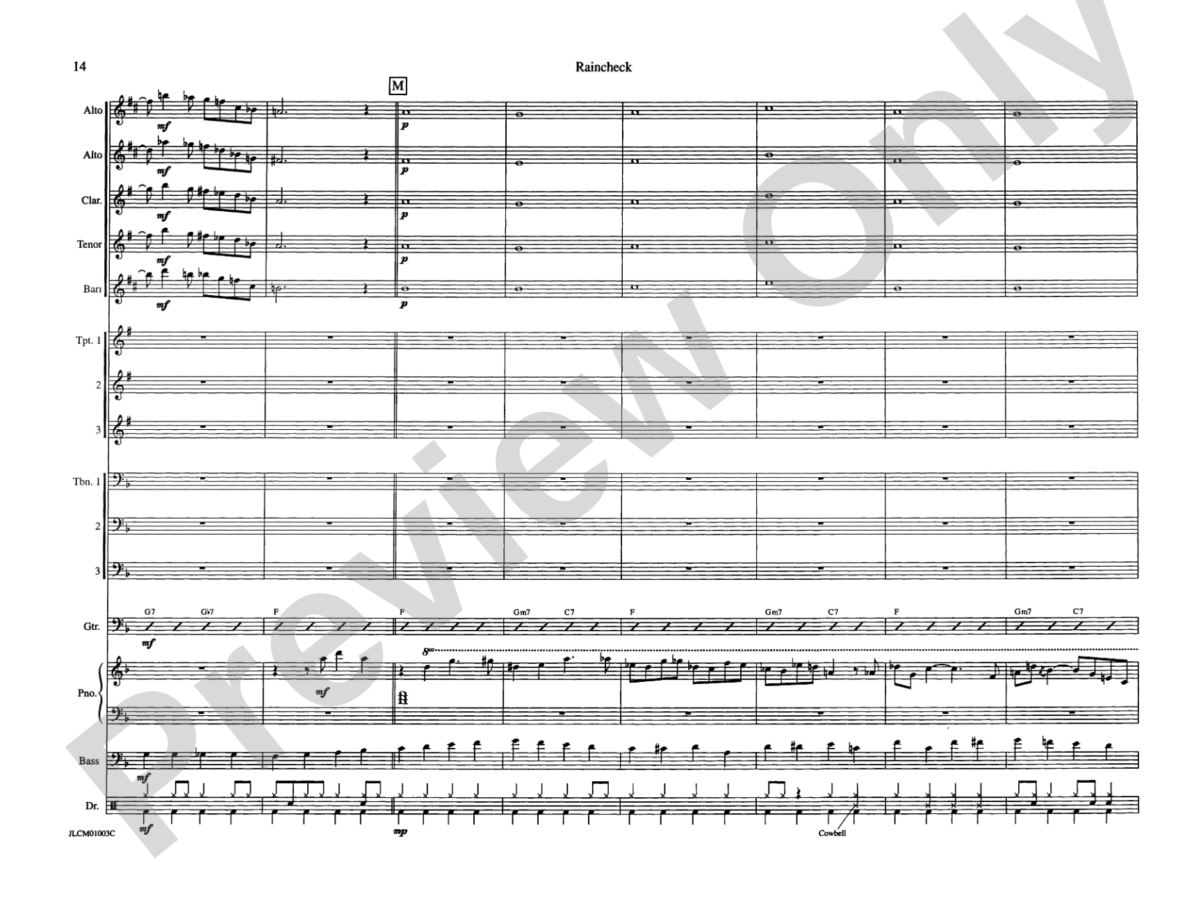 Raincheck: Jazz Ensemble Conductor Score & Parts