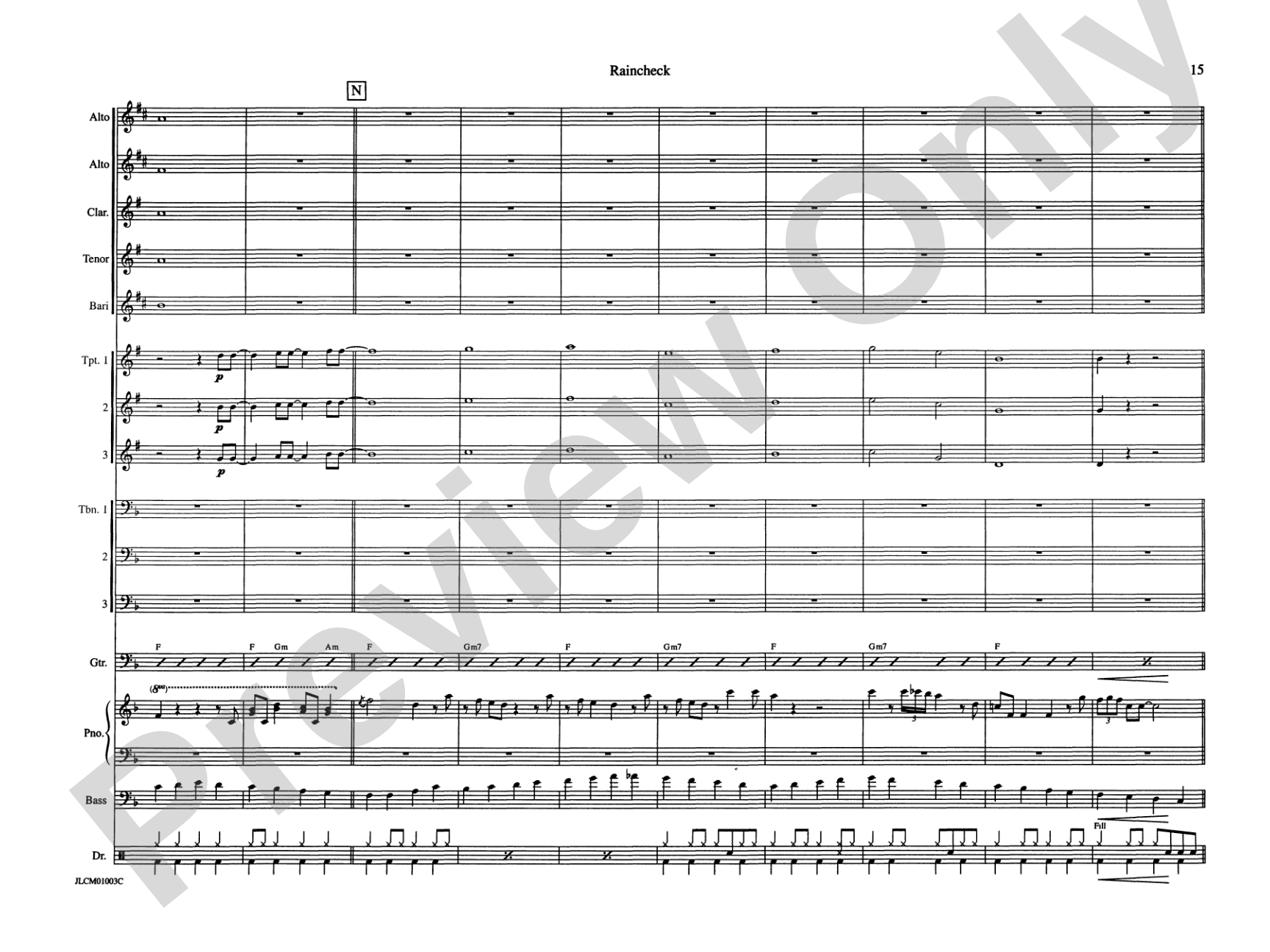 Raincheck: Jazz Ensemble Conductor Score & Parts