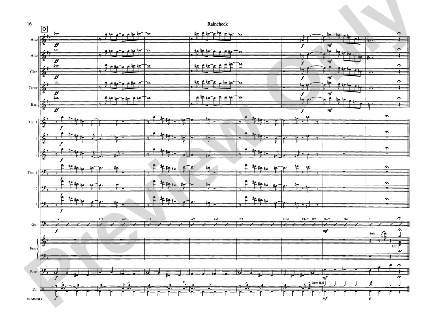 Raincheck: Jazz Ensemble Conductor Score & Parts