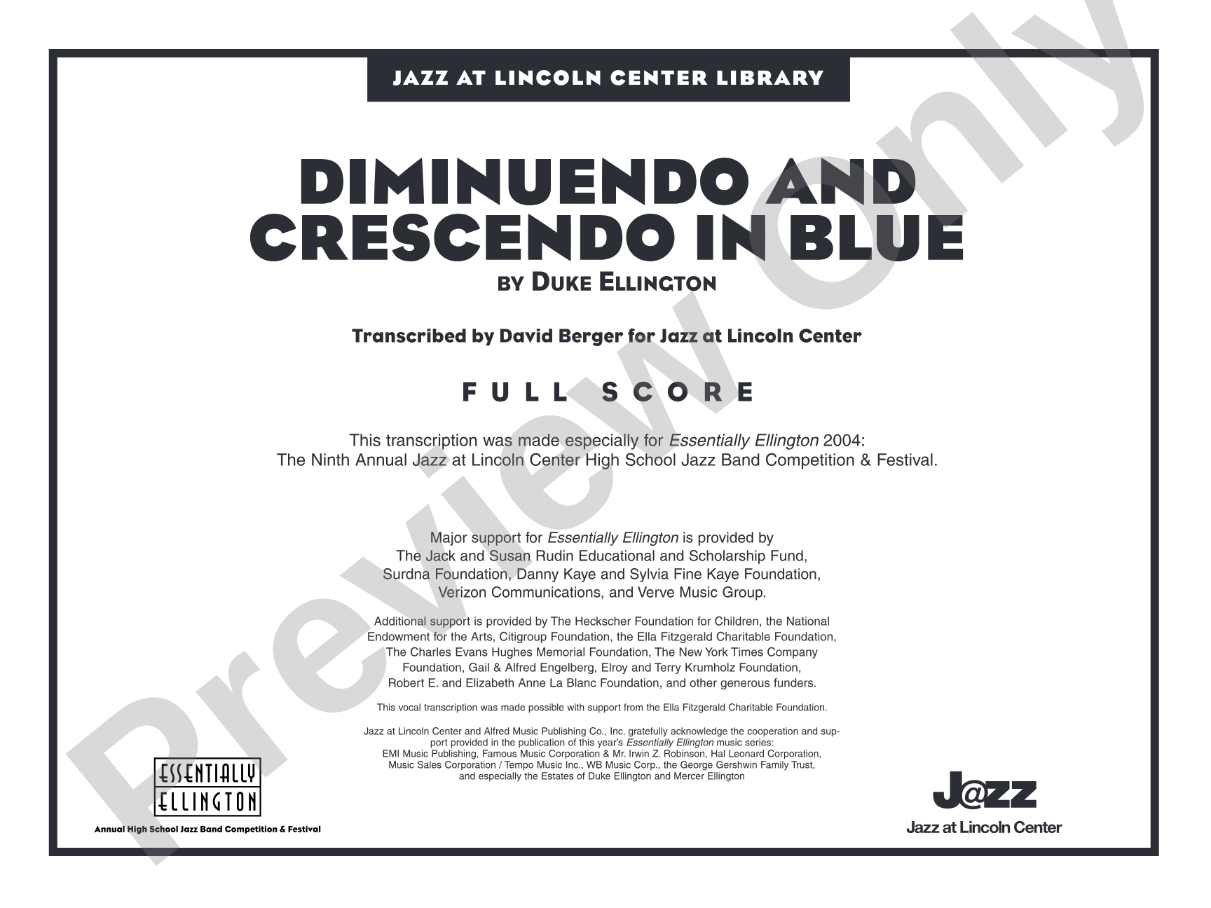 Diminuendo and Crescendo in Blue: Jazz Ensemble Conductor Score & Parts