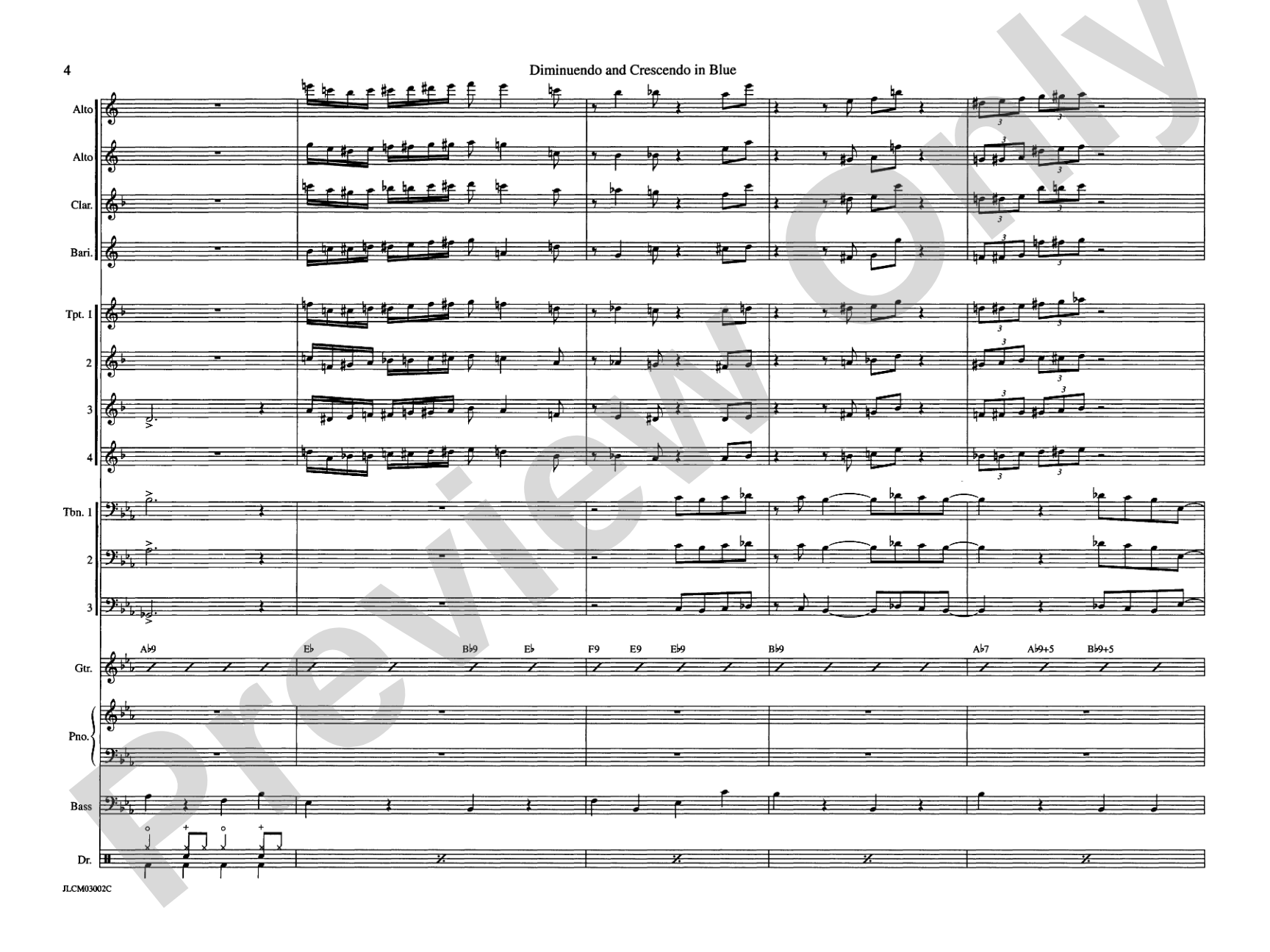 Diminuendo and Crescendo in Blue: Jazz Ensemble Conductor Score & Parts