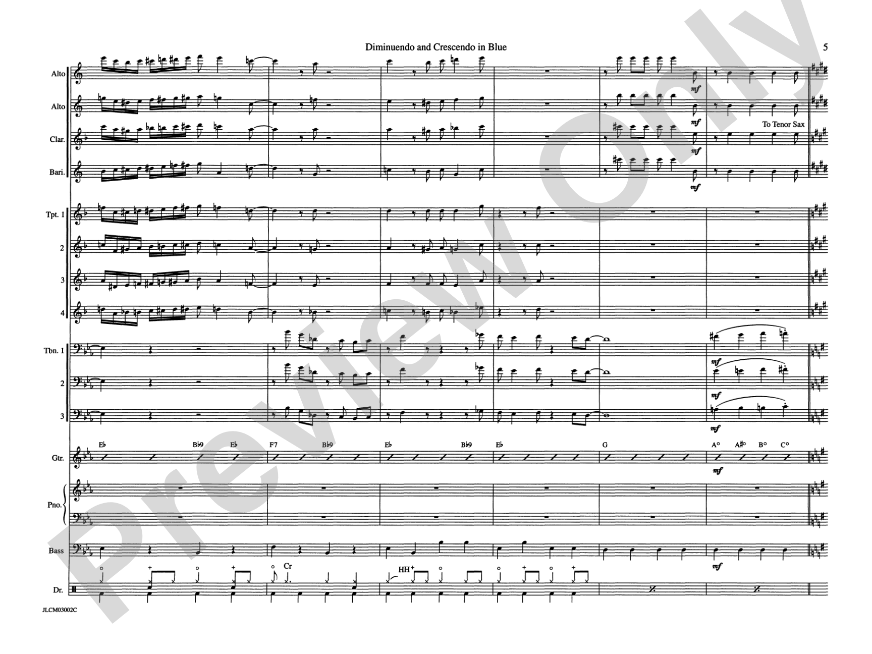 Diminuendo and Crescendo in Blue: Jazz Ensemble Conductor Score & Parts