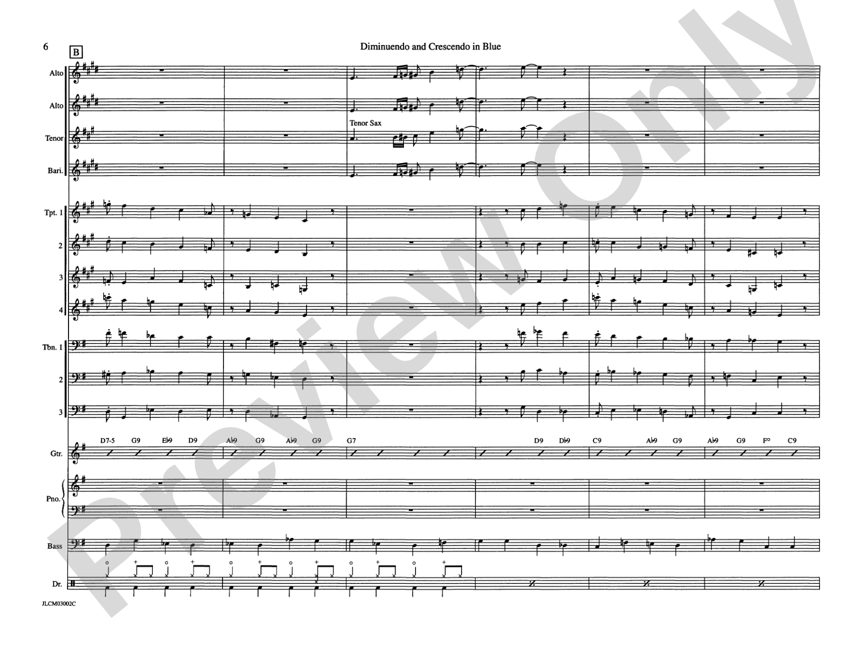 Diminuendo and Crescendo in Blue: Jazz Ensemble Conductor Score & Parts