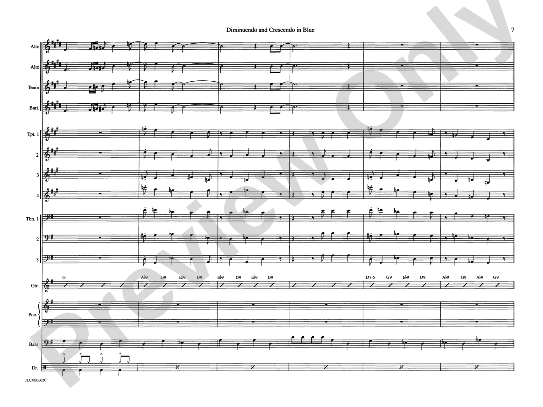 Diminuendo and Crescendo in Blue: Jazz Ensemble Conductor Score & Parts
