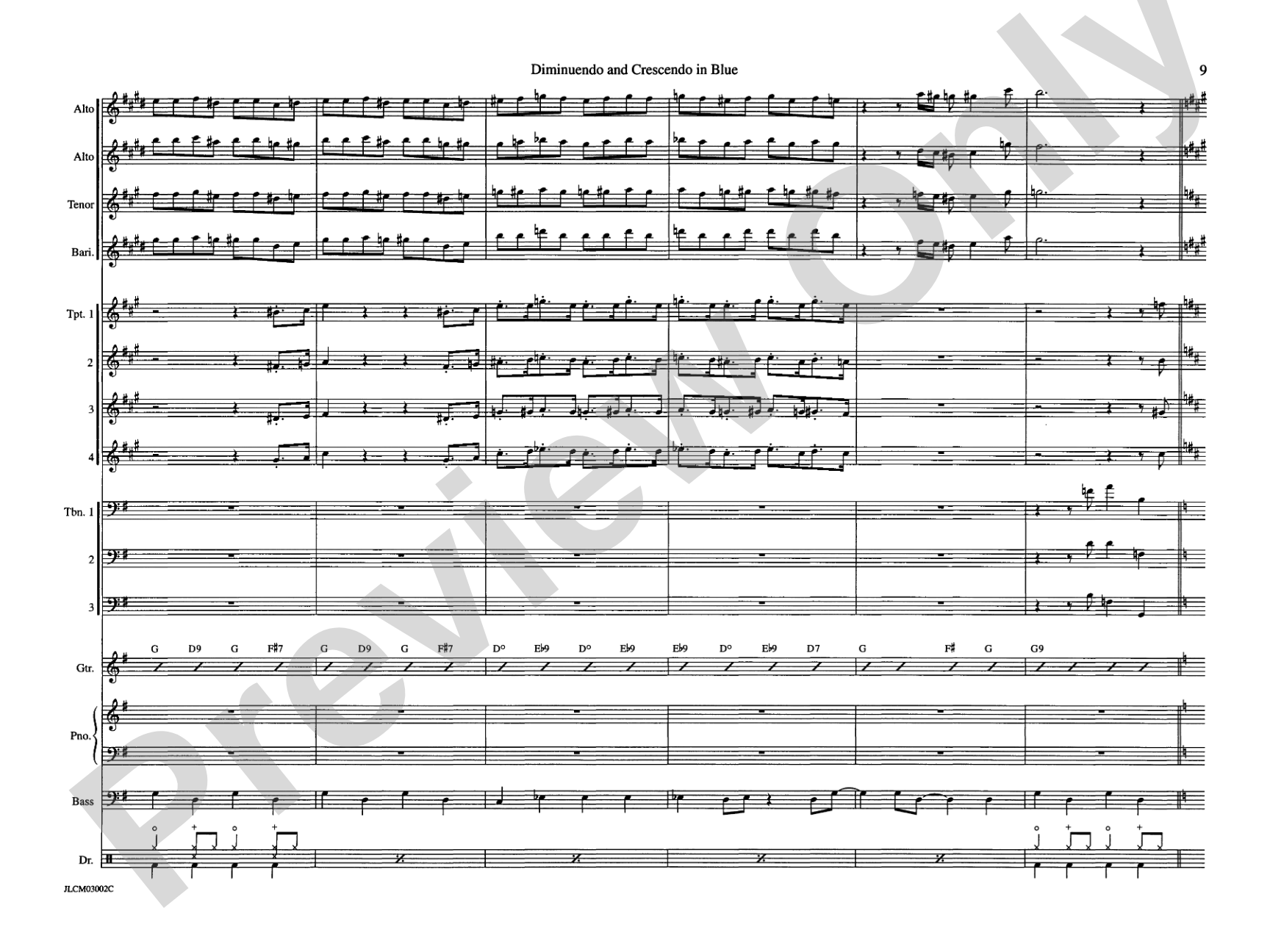 Diminuendo and Crescendo in Blue: Jazz Ensemble Conductor Score & Parts