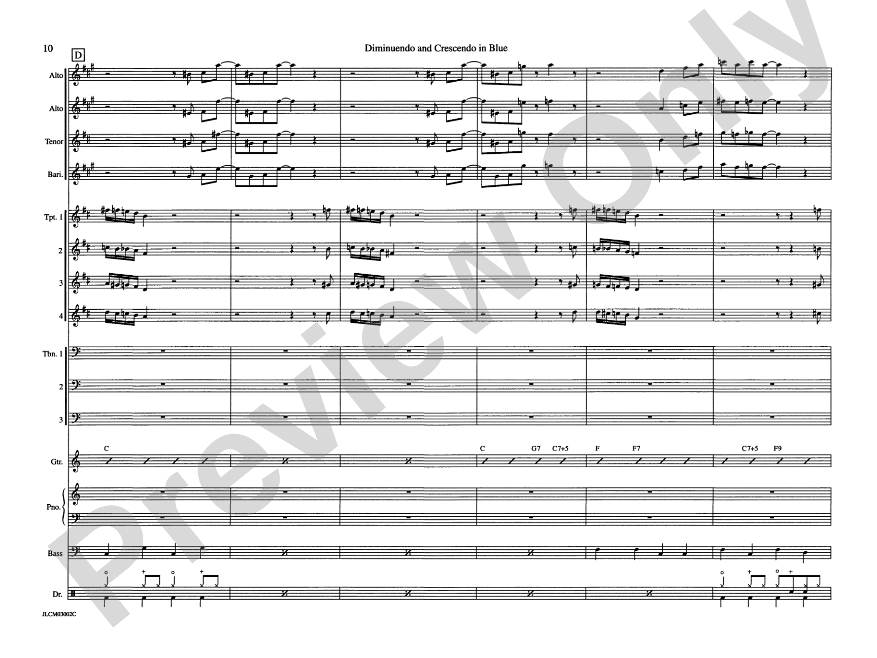 Diminuendo and Crescendo in Blue: Jazz Ensemble Conductor Score & Parts