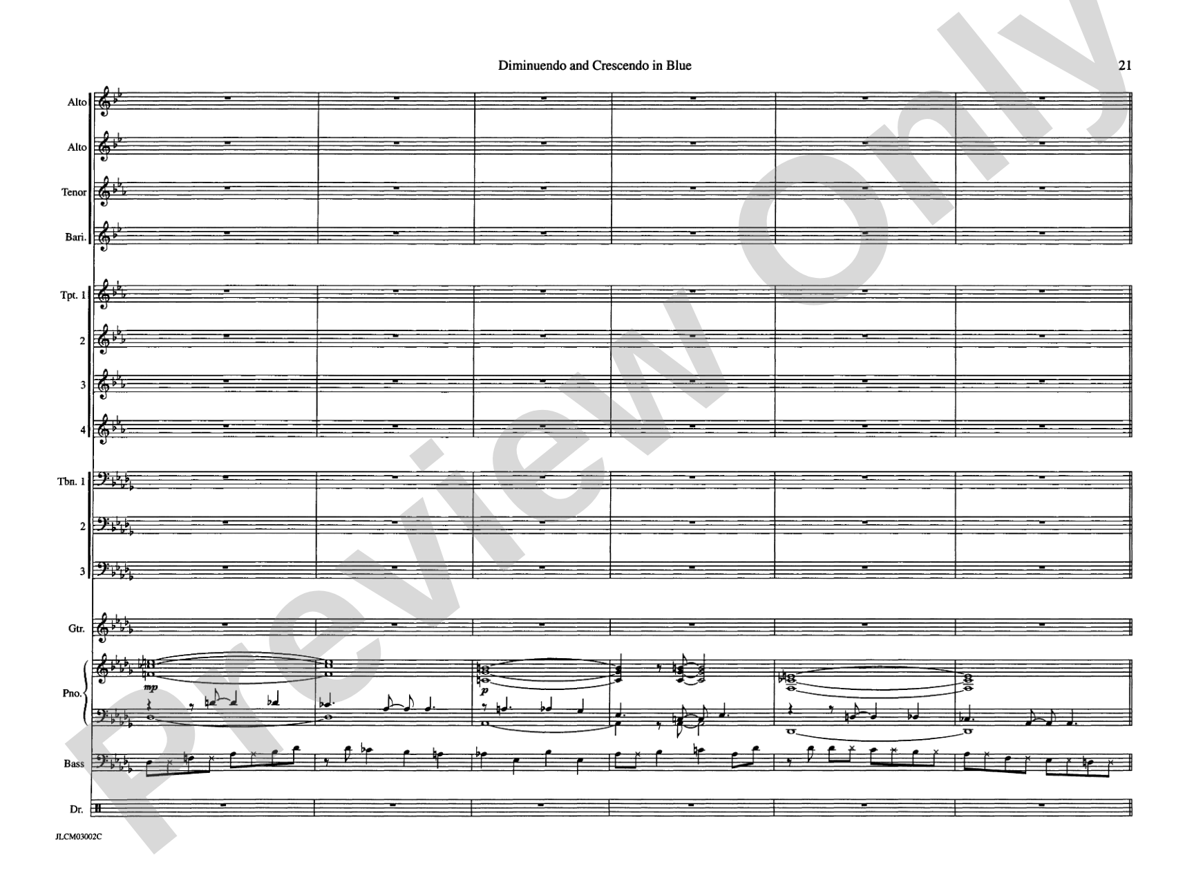 Diminuendo and Crescendo in Blue: Jazz Ensemble Conductor Score & Parts