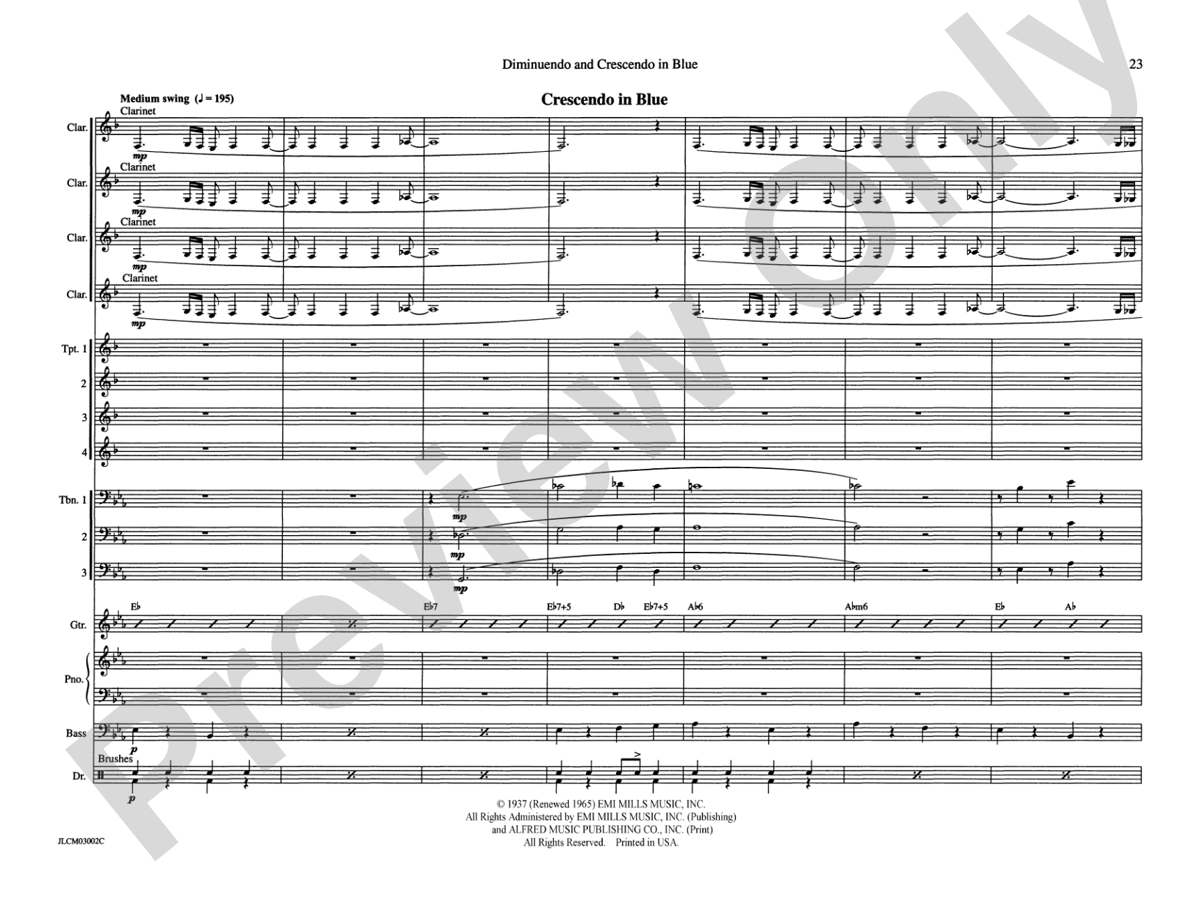 Diminuendo and Crescendo in Blue: Jazz Ensemble Conductor Score & Parts