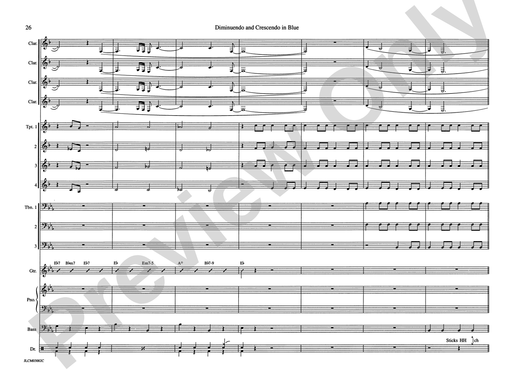 Diminuendo and Crescendo in Blue: Jazz Ensemble Conductor Score & Parts
