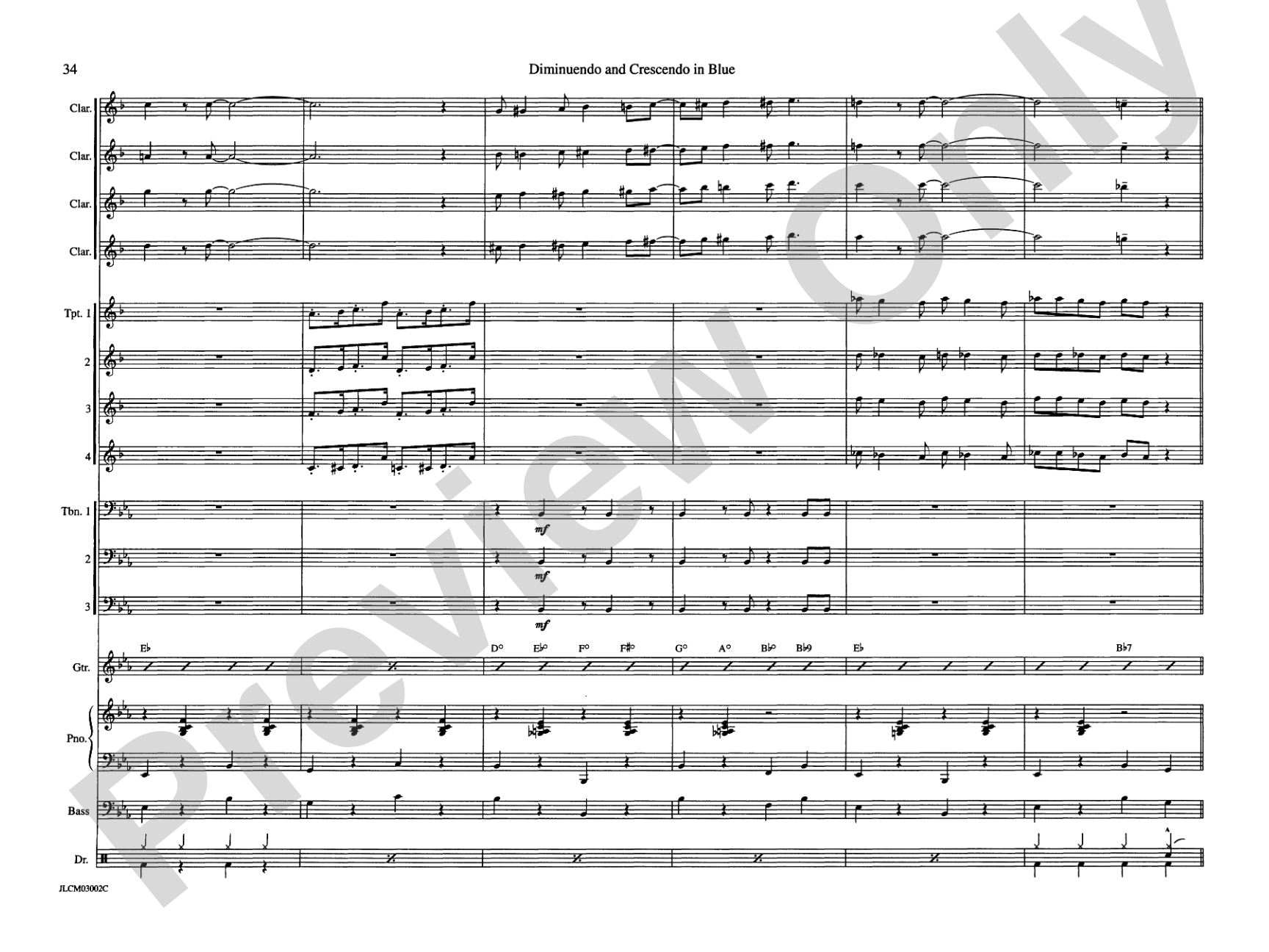 Diminuendo and Crescendo in Blue: Jazz Ensemble Conductor Score & Parts