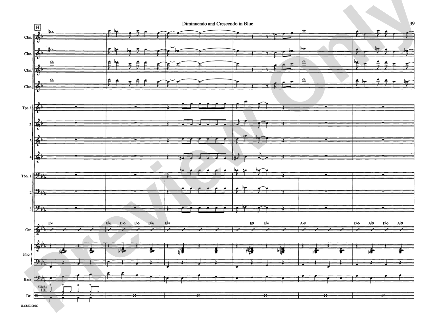 Diminuendo and Crescendo in Blue: Jazz Ensemble Conductor Score & Parts