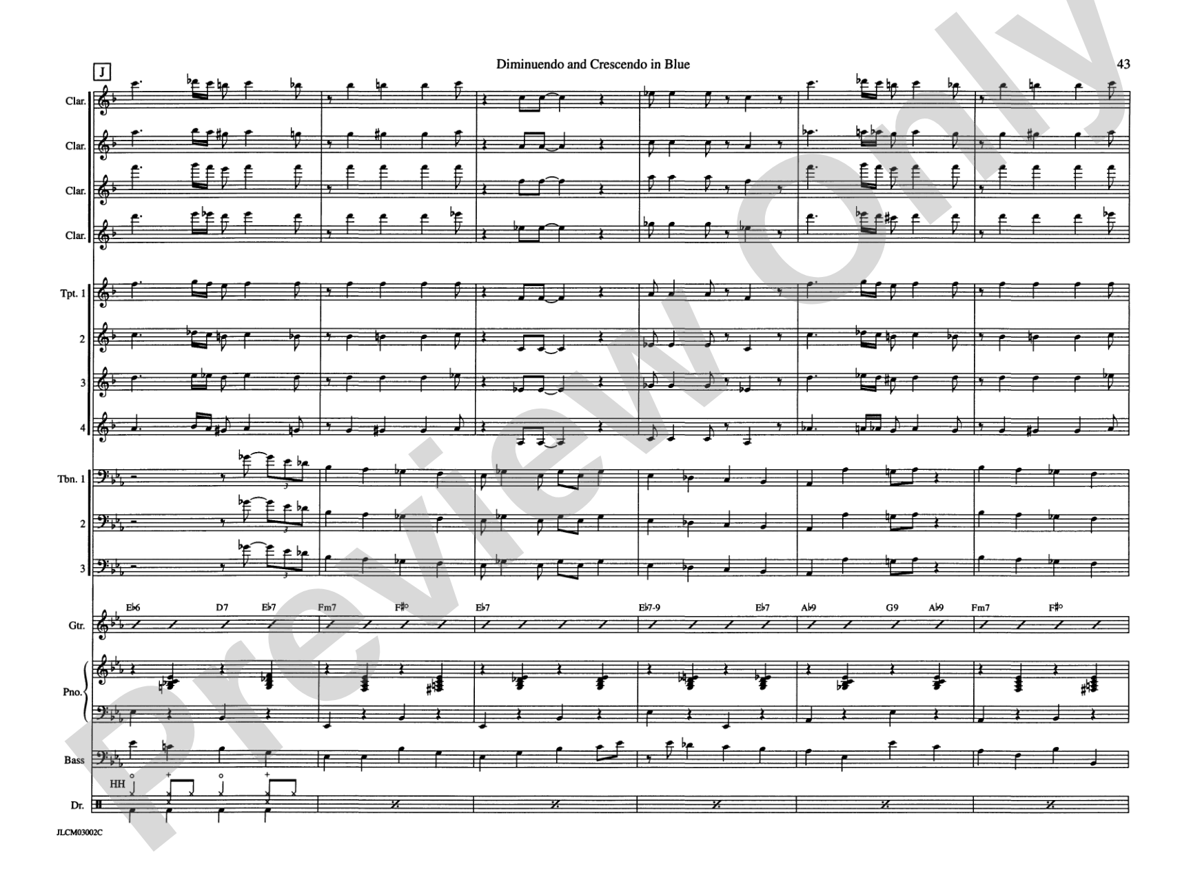Diminuendo and Crescendo in Blue: Jazz Ensemble Conductor Score & Parts