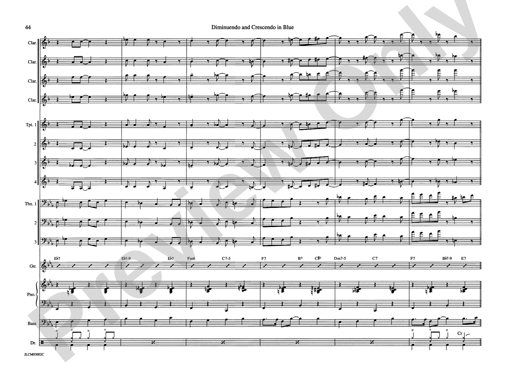 Diminuendo and Crescendo in Blue: Jazz Ensemble Conductor Score & Parts