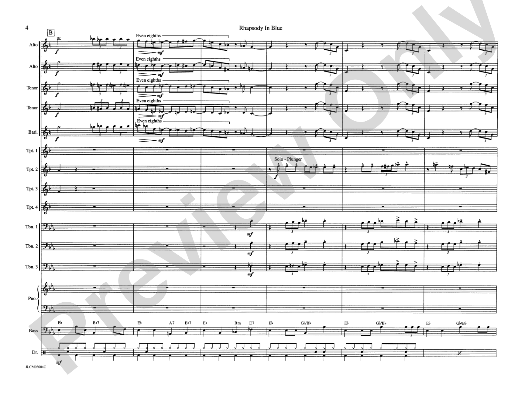 Rhapsody in Blue: Jazz Ensemble Conductor Score & Parts