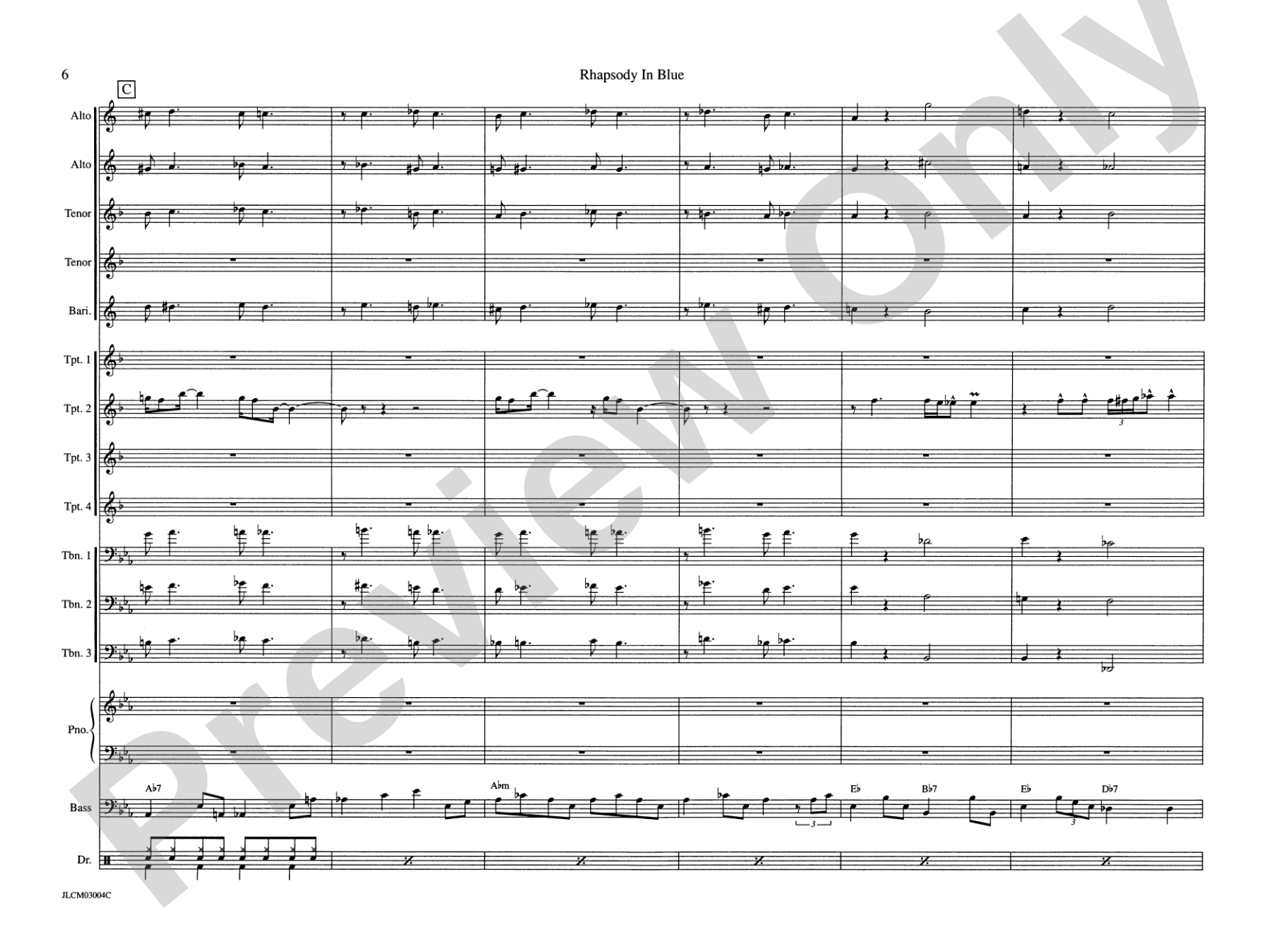 Rhapsody in Blue: Jazz Ensemble Conductor Score & Parts