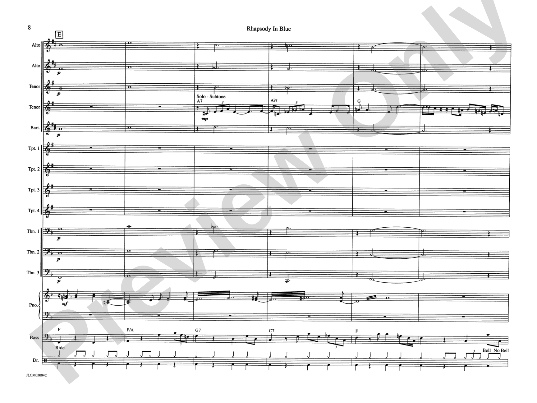 Rhapsody in Blue: Jazz Ensemble Conductor Score & Parts
