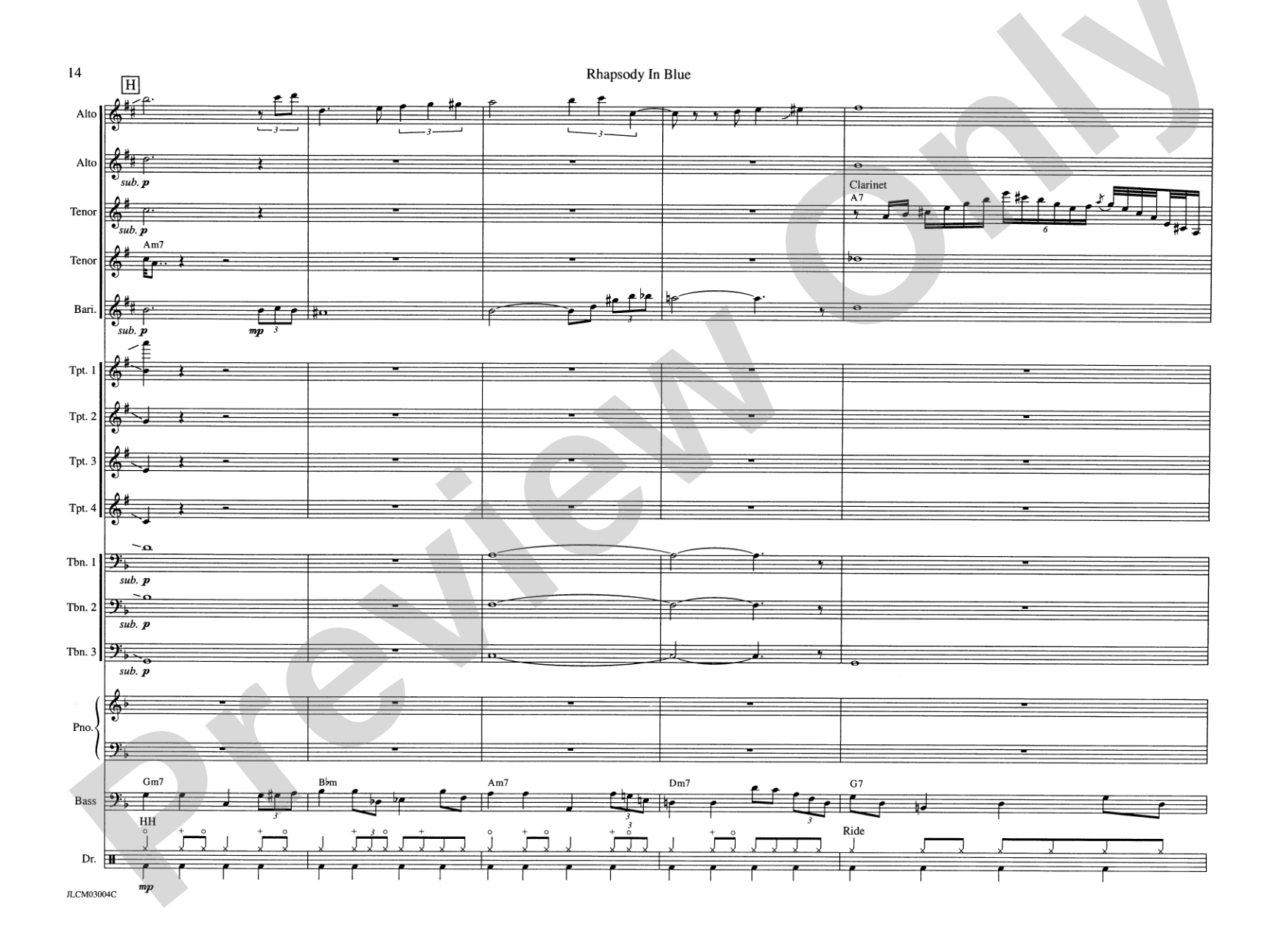 Rhapsody in Blue: Jazz Ensemble Conductor Score & Parts