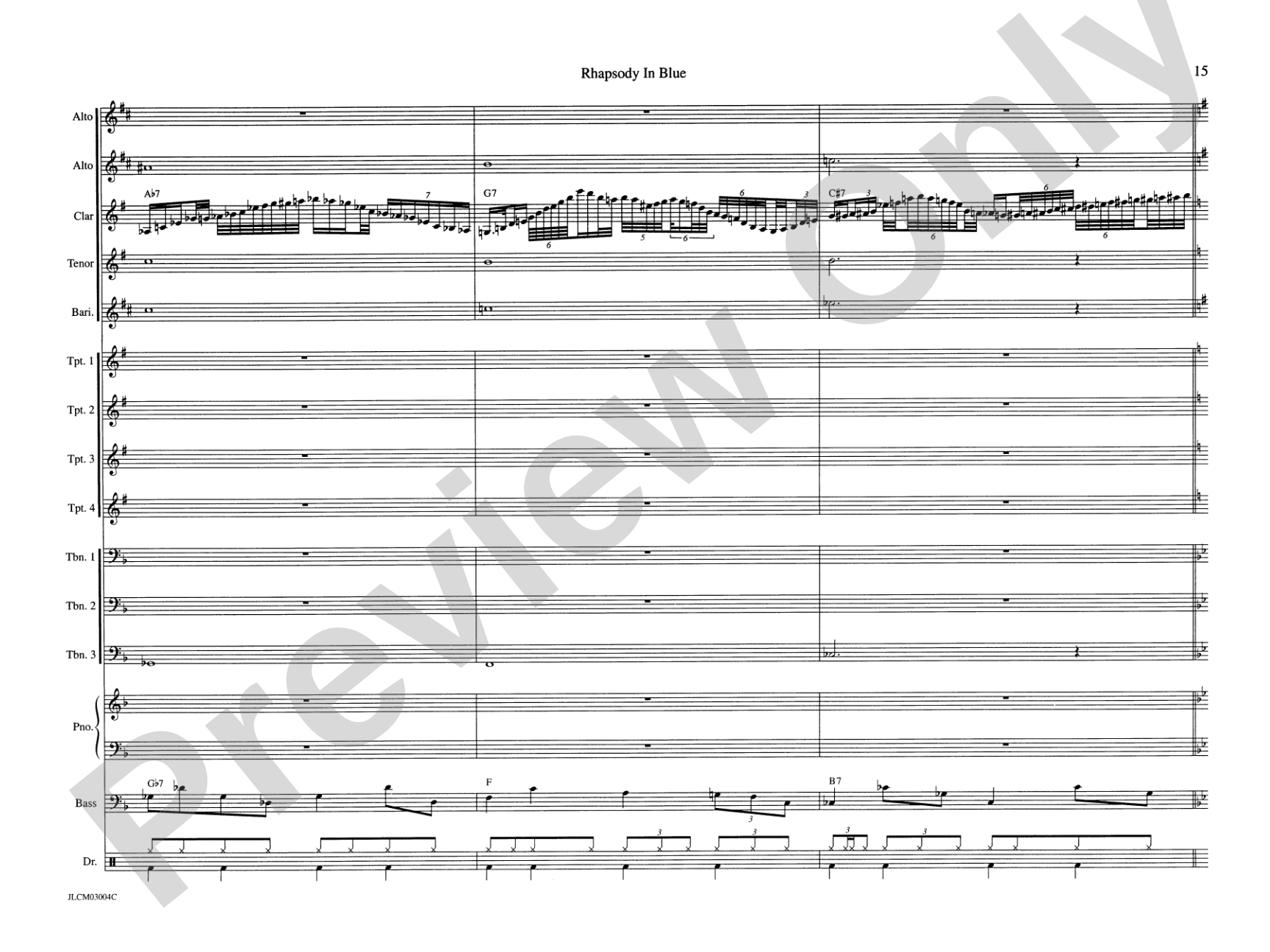 Rhapsody in Blue: Jazz Ensemble Conductor Score & Parts