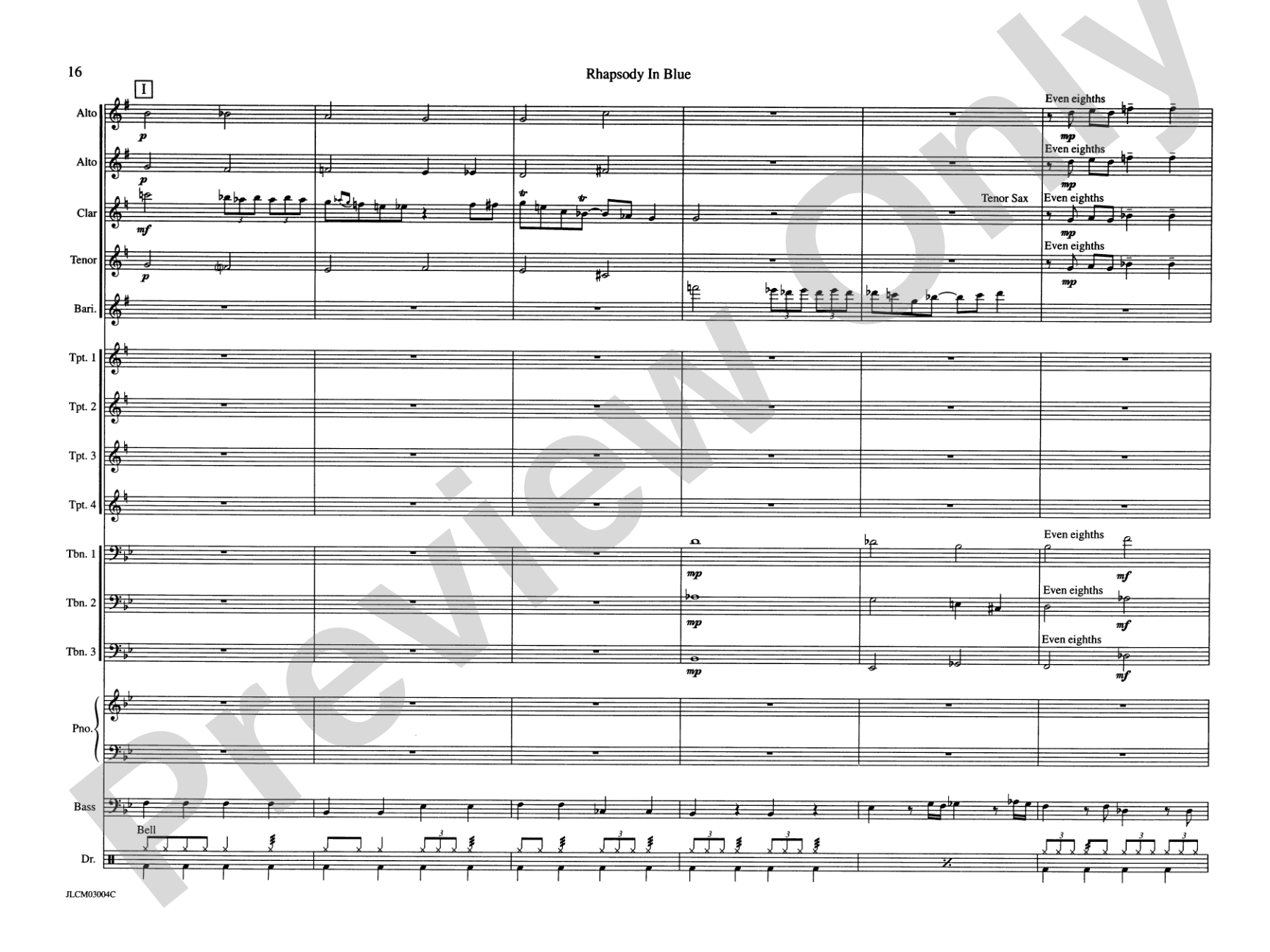 Rhapsody in Blue: Jazz Ensemble Conductor Score & Parts