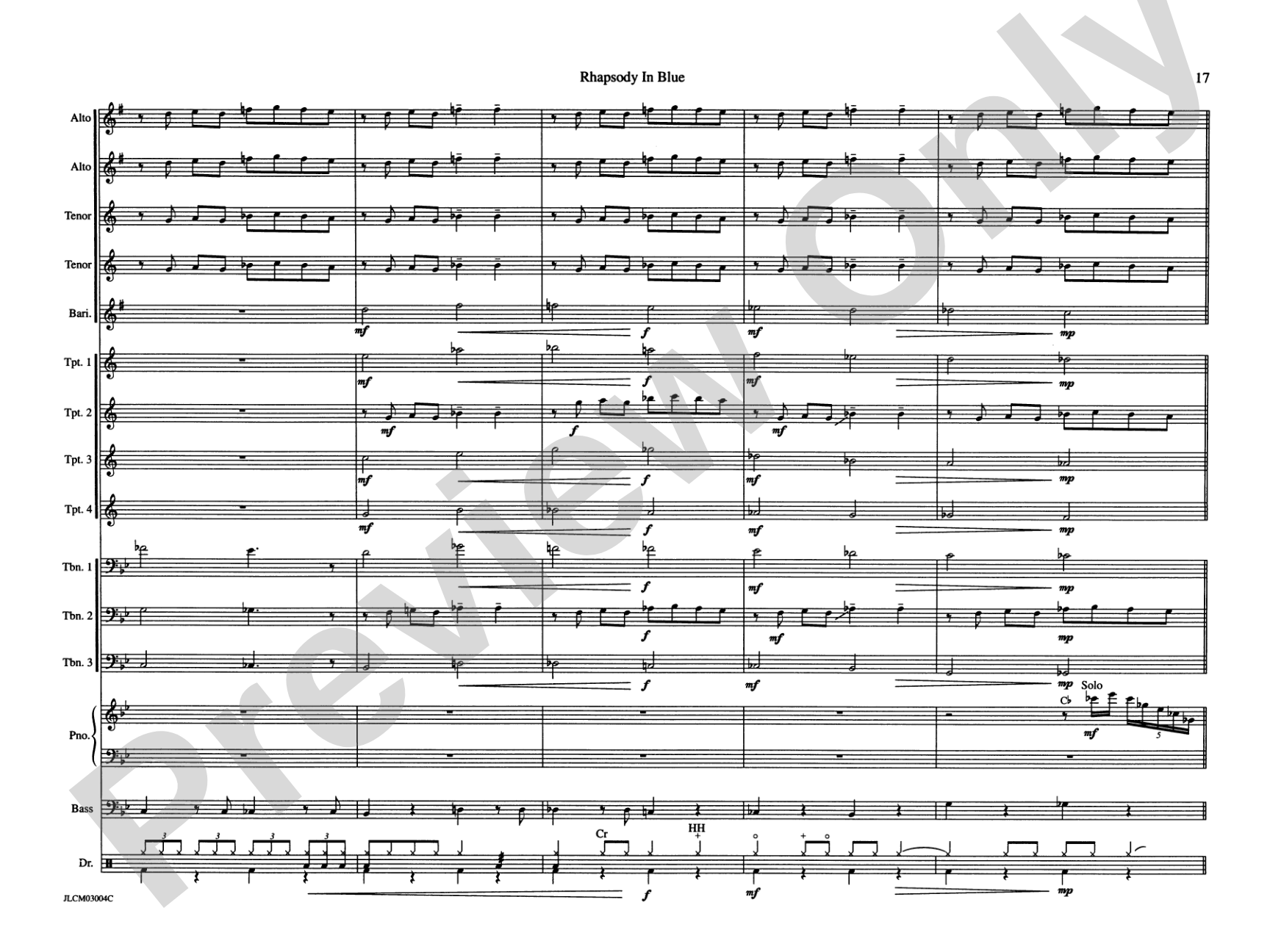 Rhapsody in Blue: Jazz Ensemble Conductor Score & Parts
