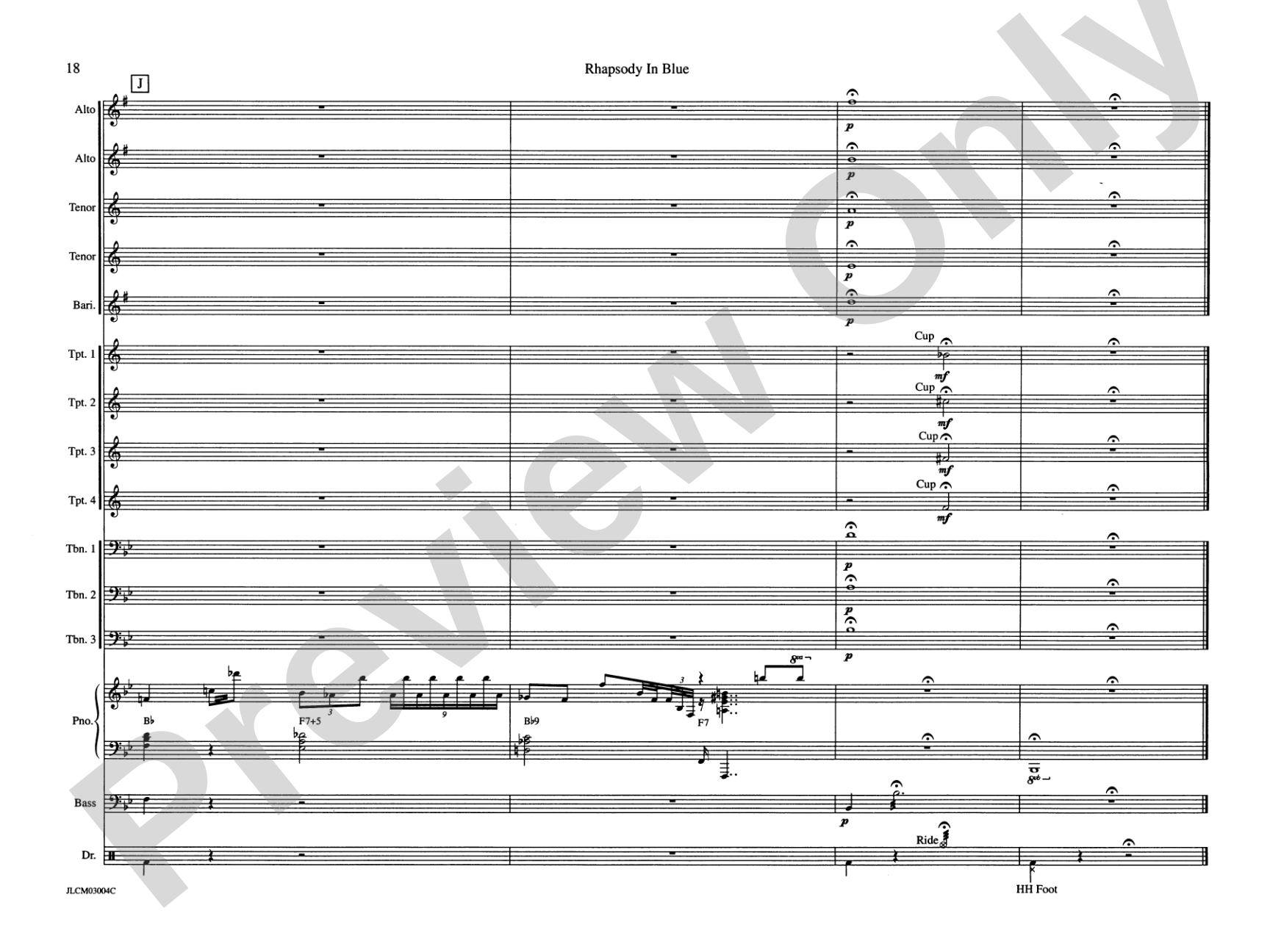 Rhapsody in Blue: Jazz Ensemble Conductor Score & Parts