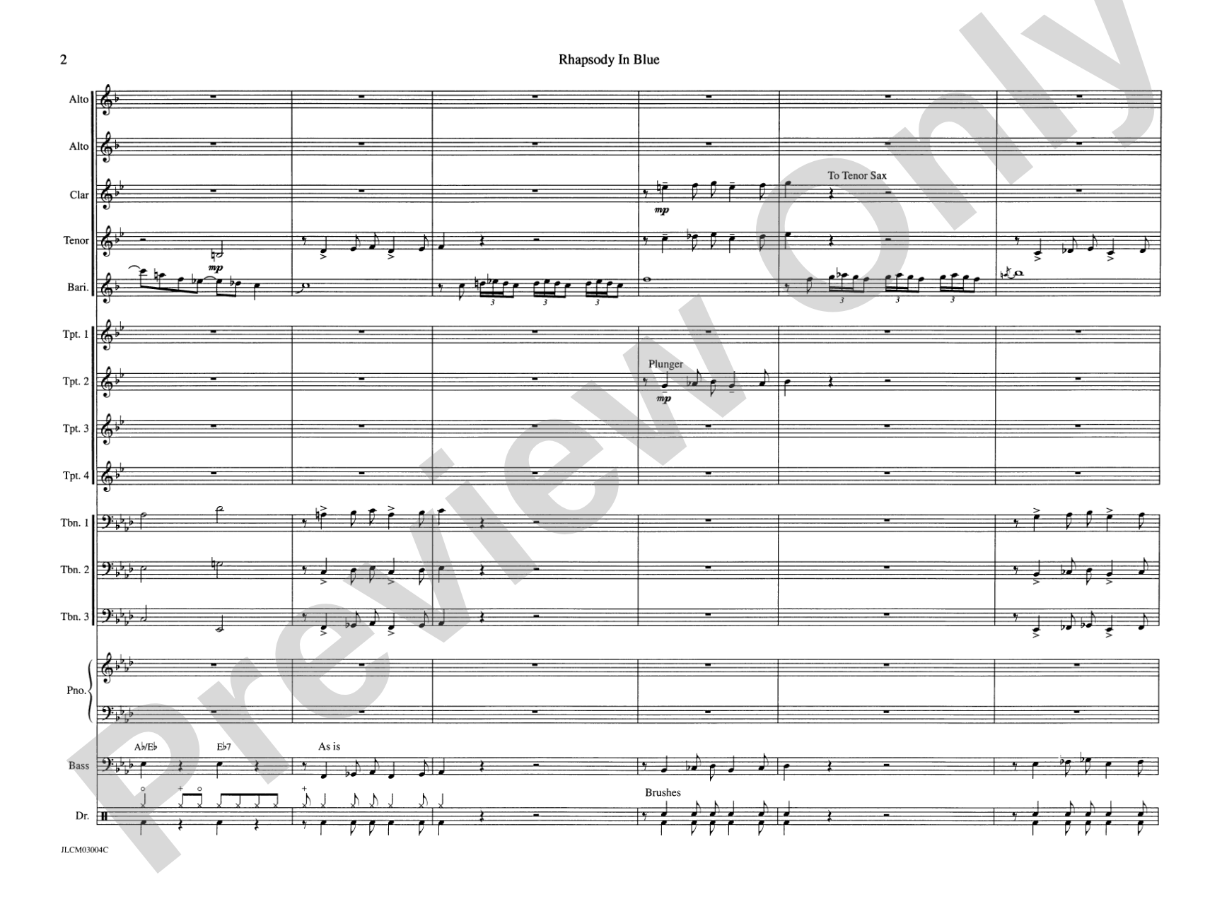 Rhapsody in Blue: Jazz Ensemble Conductor Score & Parts