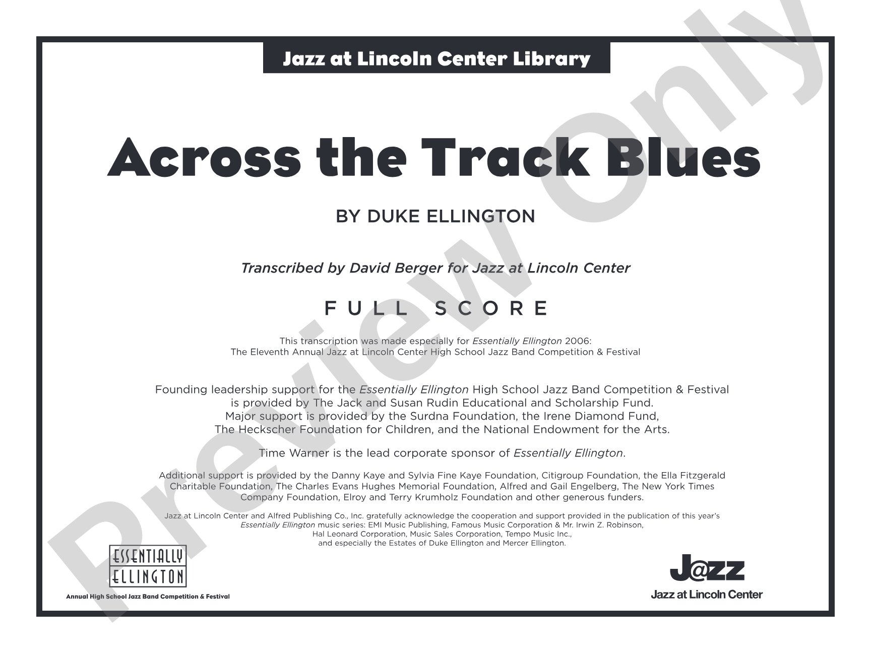 Across the Track Blues: Jazz Ensemble Conductor Score & Parts