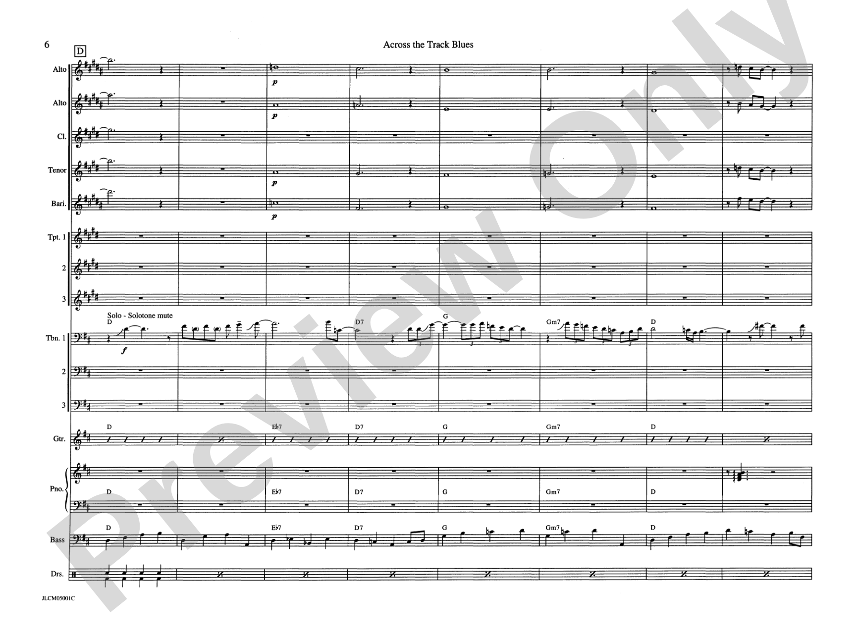 Across the Track Blues: Jazz Ensemble Conductor Score & Parts