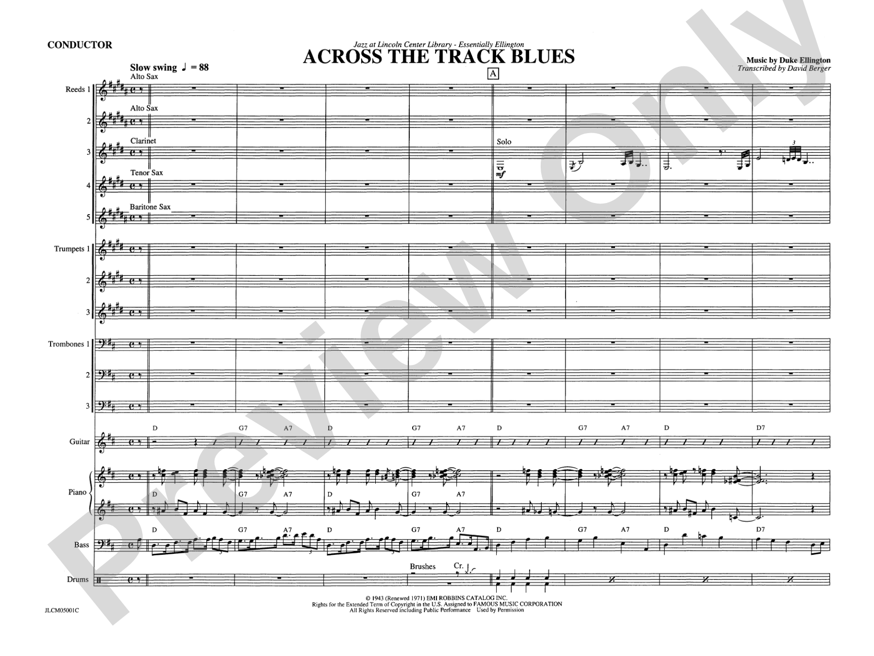 Across the Track Blues: Jazz Ensemble Conductor Score & Parts