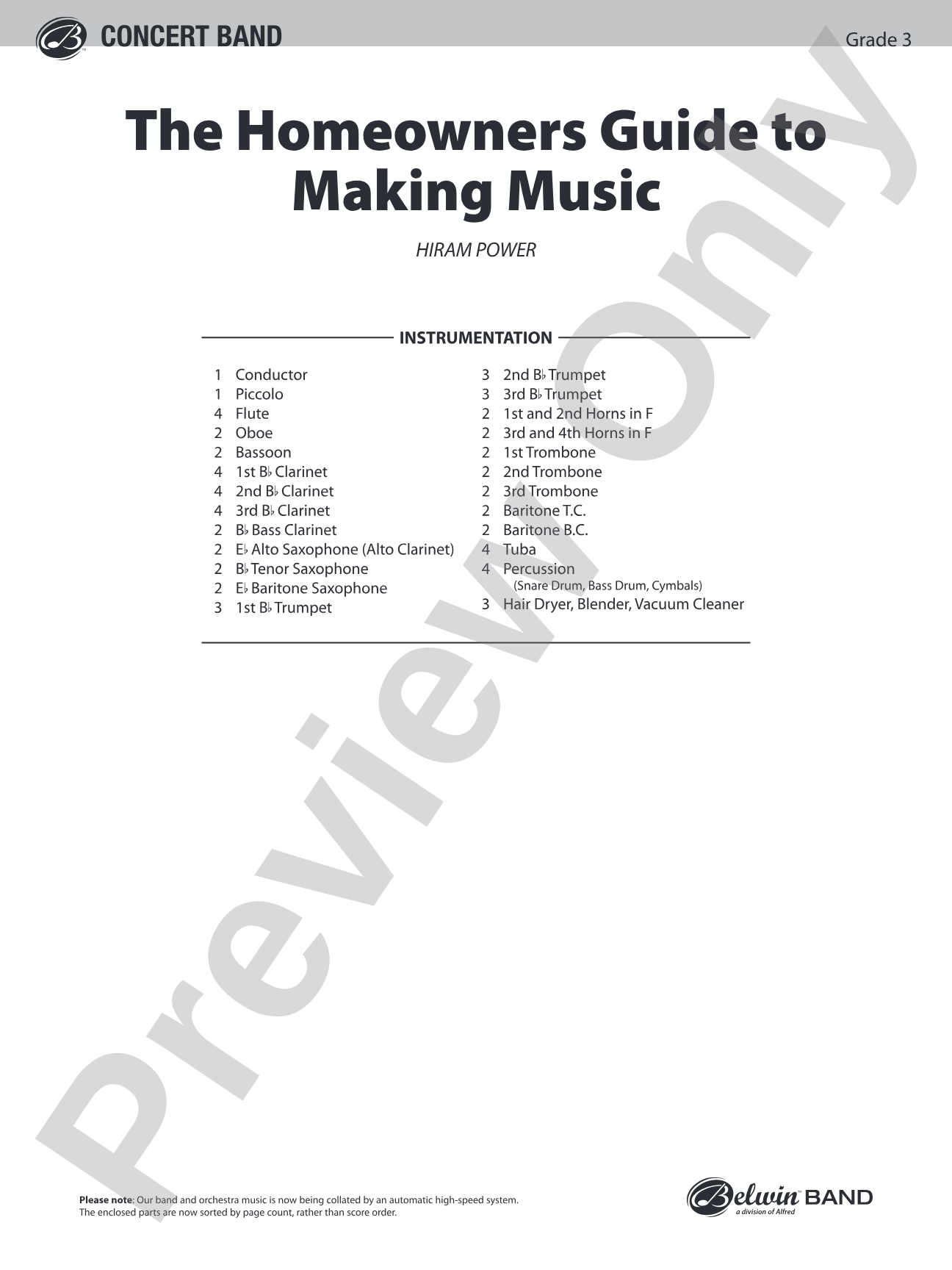 The Homeowners Guide to Making Music: Concert Band Conductor Score & Parts