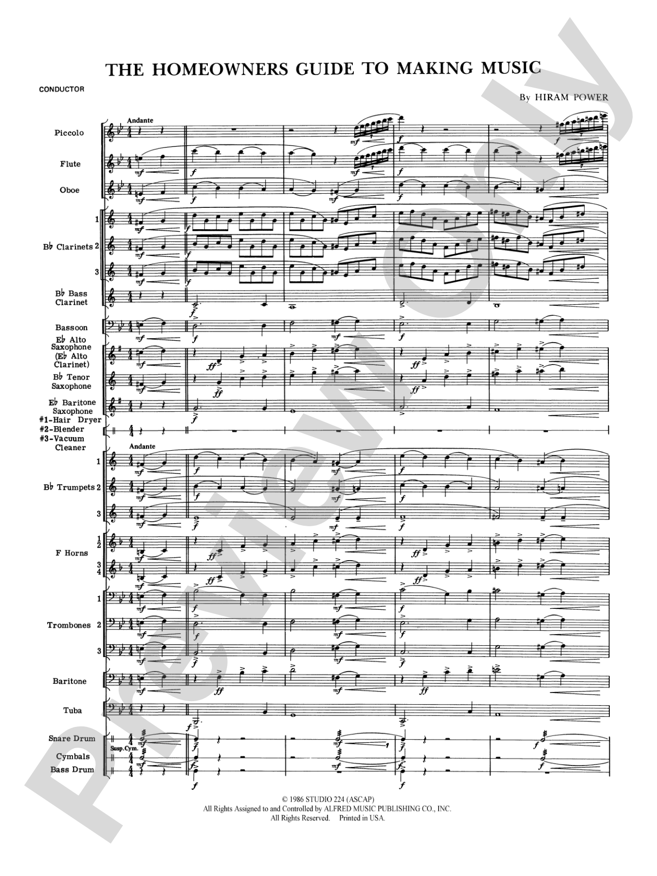 The Homeowners Guide to Making Music: Concert Band Conductor Score & Parts