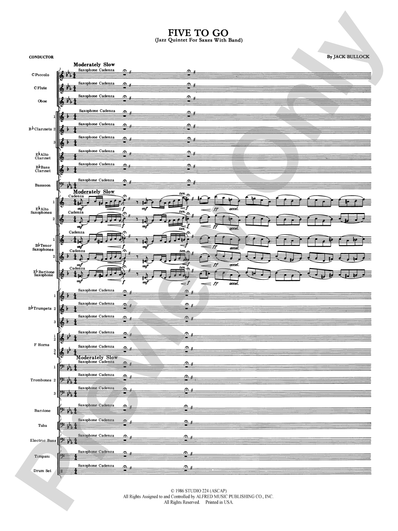 Five to Go: Concert Band Conductor Score & Parts