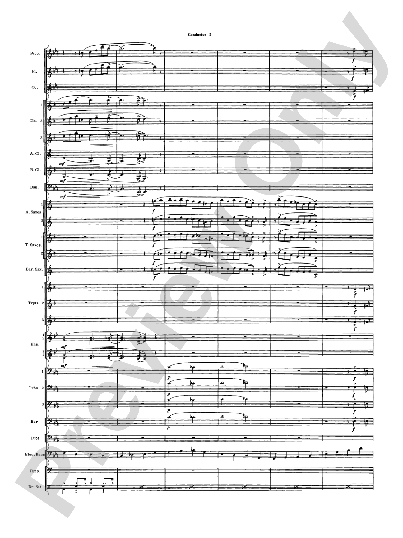 Five to Go: Concert Band Conductor Score & Parts