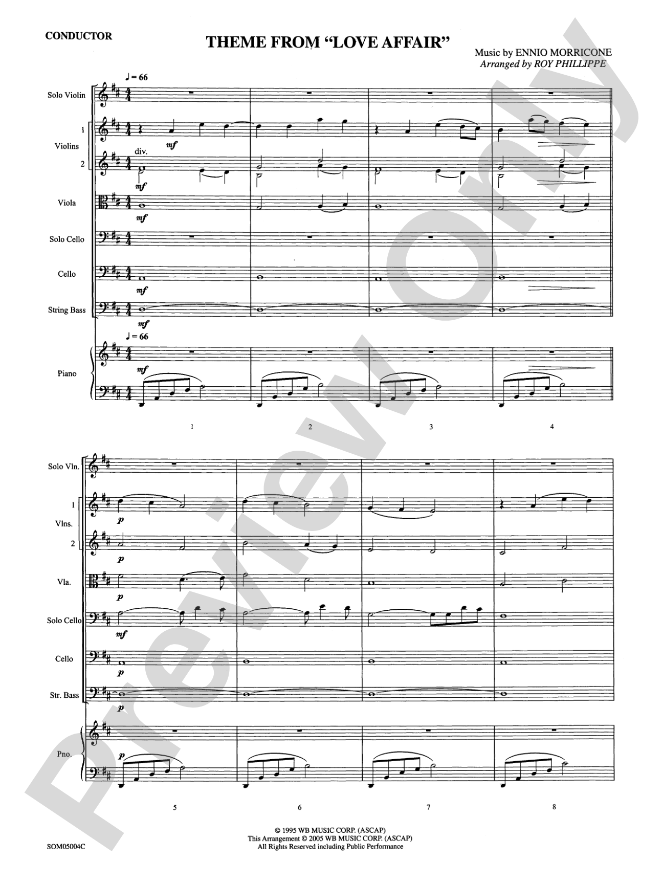Love Affair, Theme from: String Orchestra Conductor Score & Parts