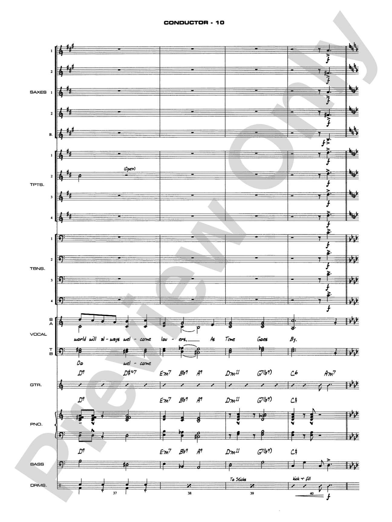 As Time Goes By: Vocal Solo with Jazz Ensemble Conductor Score & Parts