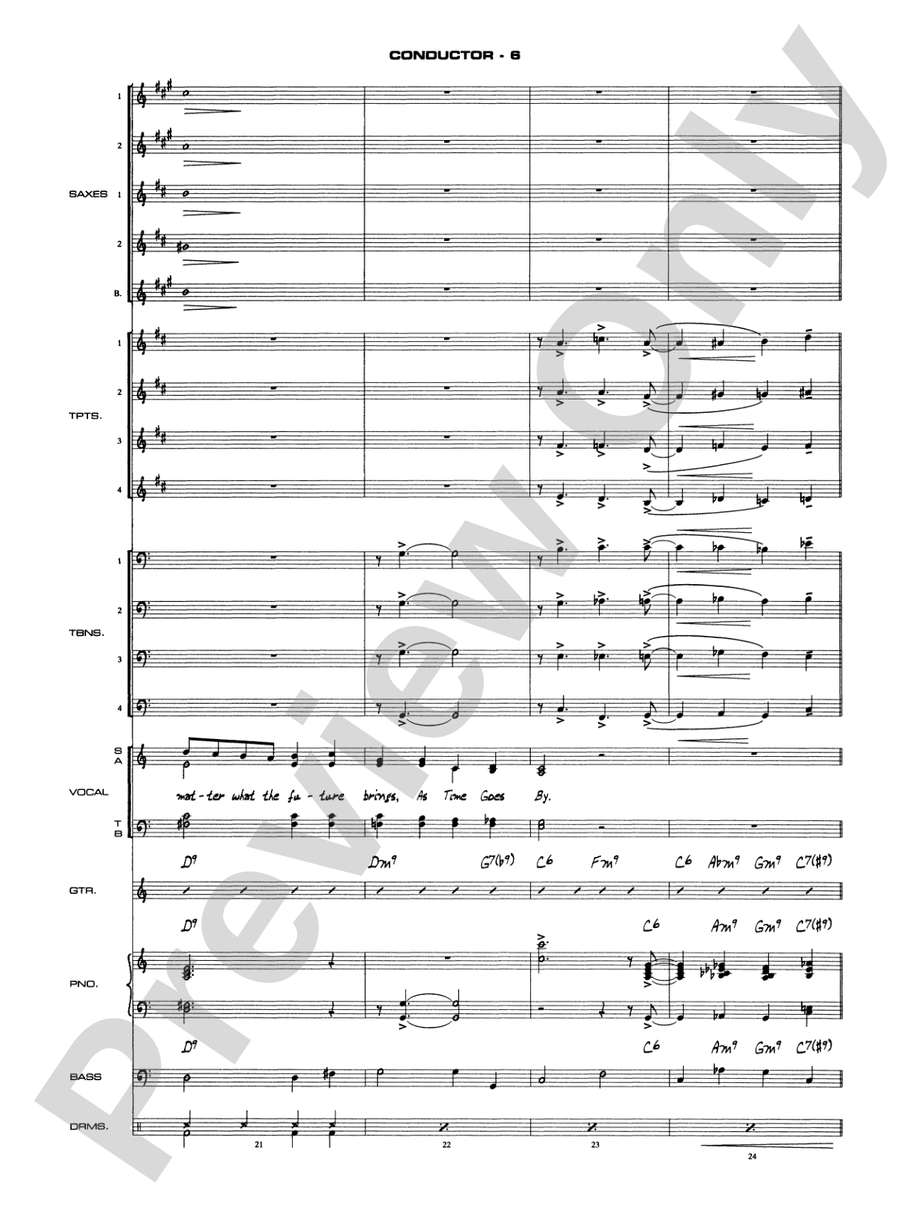 As Time Goes By: Vocal Solo with Jazz Ensemble Conductor Score & Parts